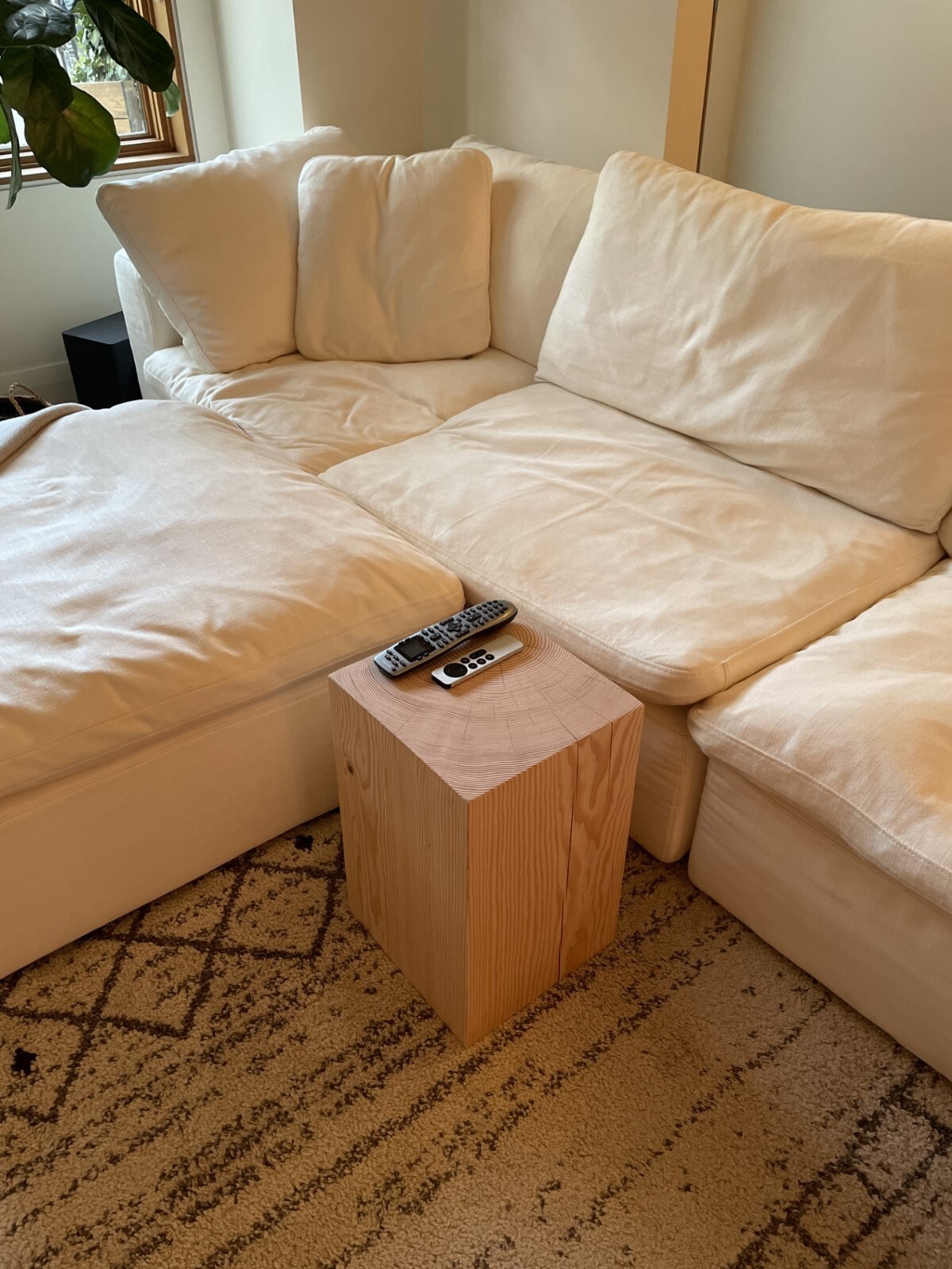 Modern wood timber block tree stump side table stool