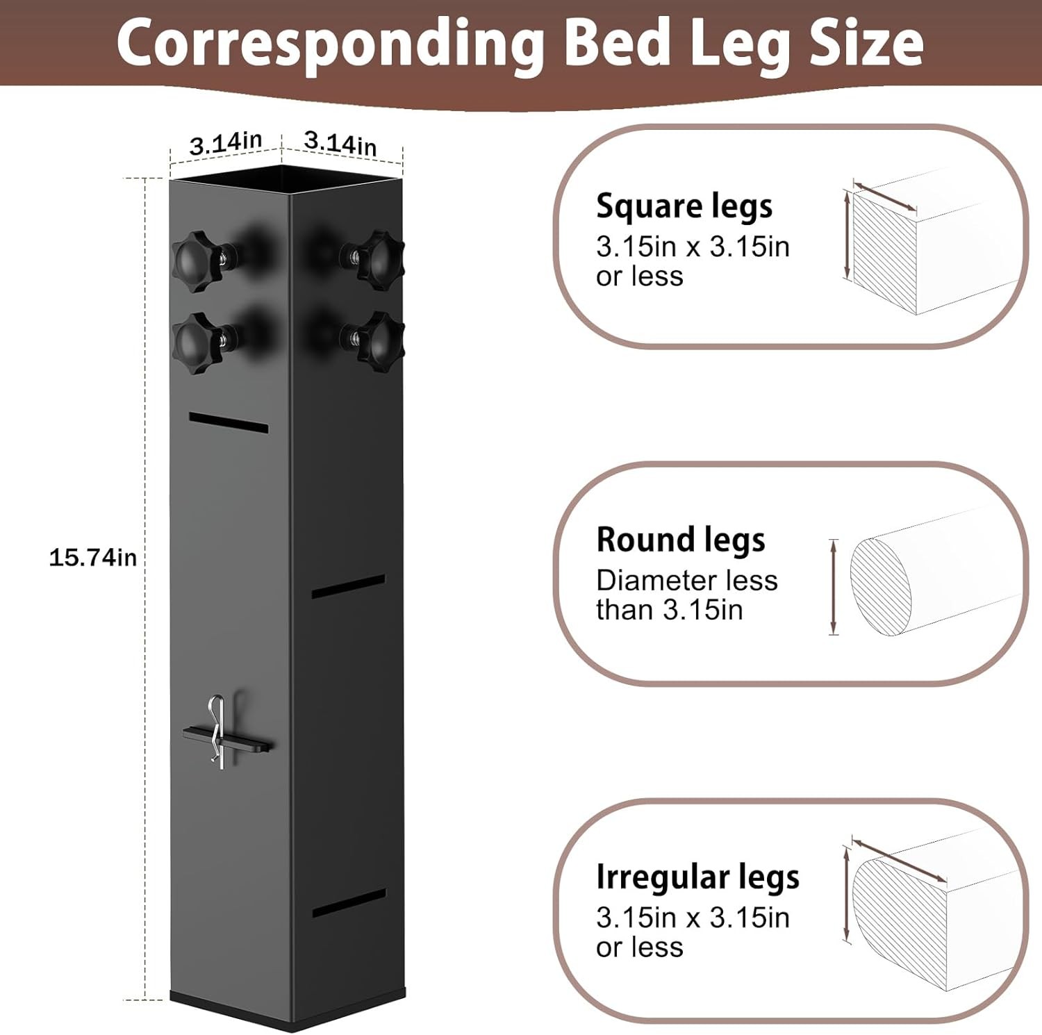 2025 Up-Grade College Dorm Bed Risers 3.15″ Diameter Carbon Steel Metal Bed