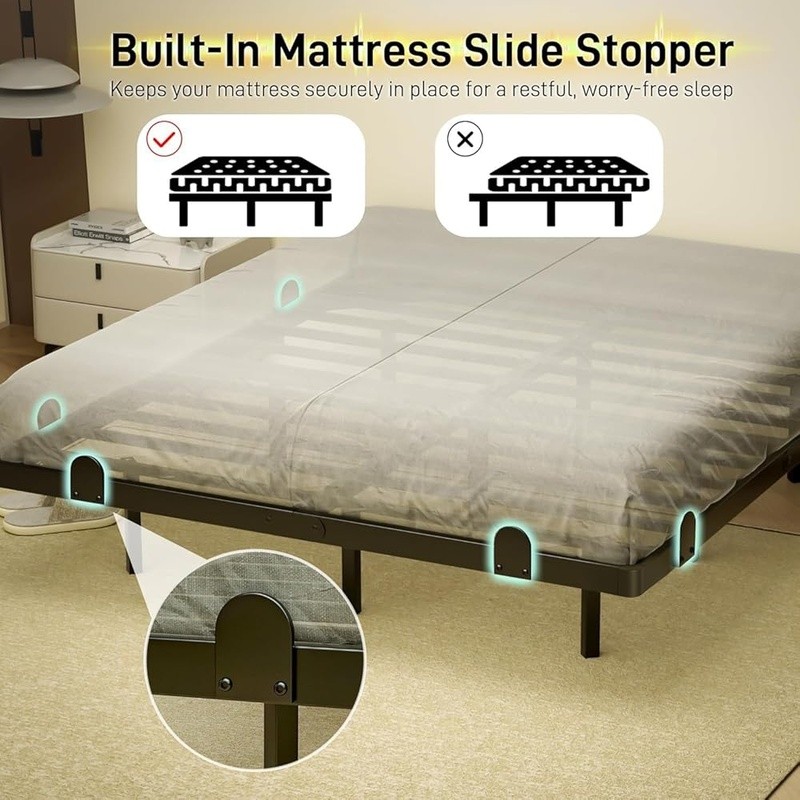 Smart LED Under Bed Light Strip Charging Station Metal Bed Frame Support New
