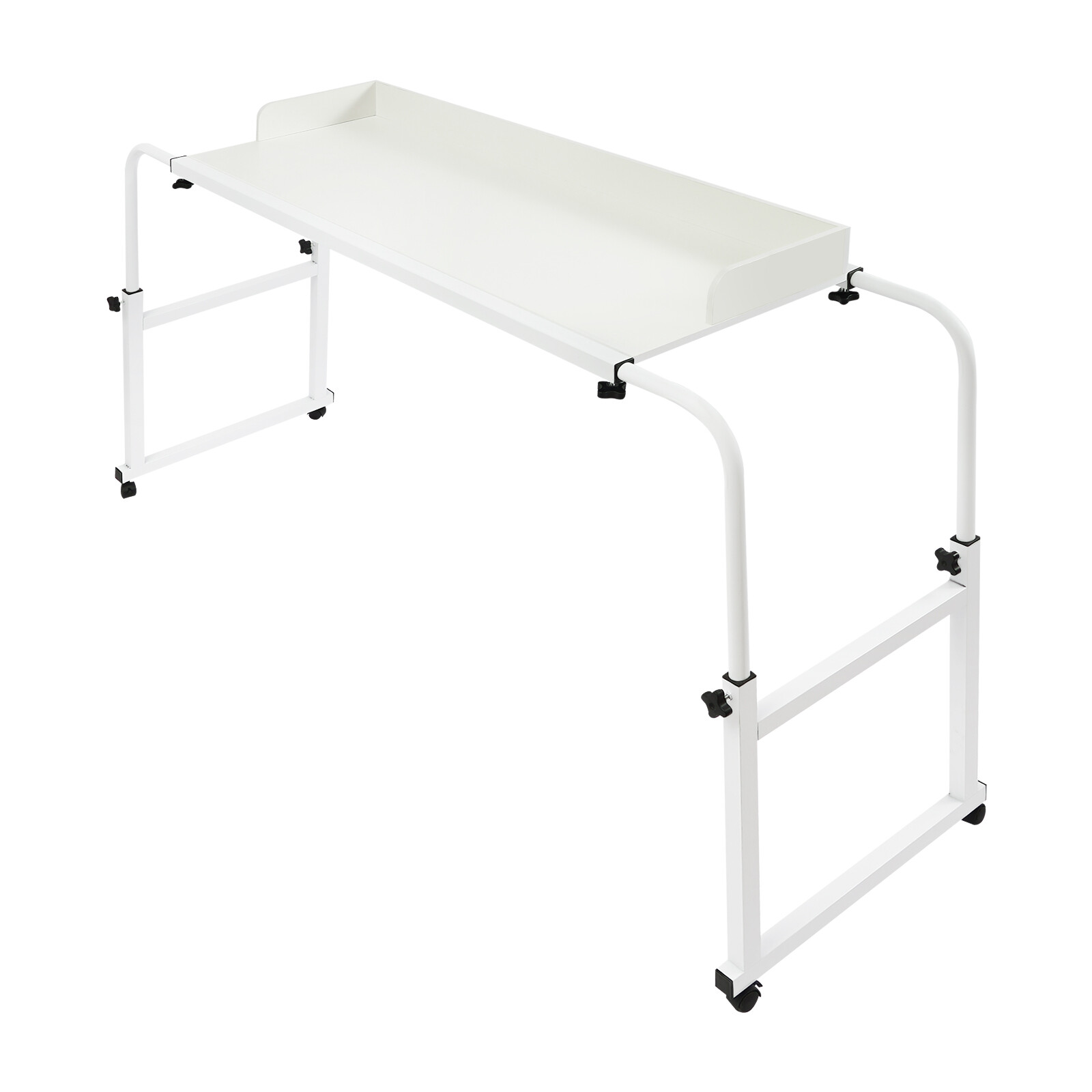 47.2*15.7in Overbed Table Height Adjustable Over Bed Desk with 4 Wheels White US