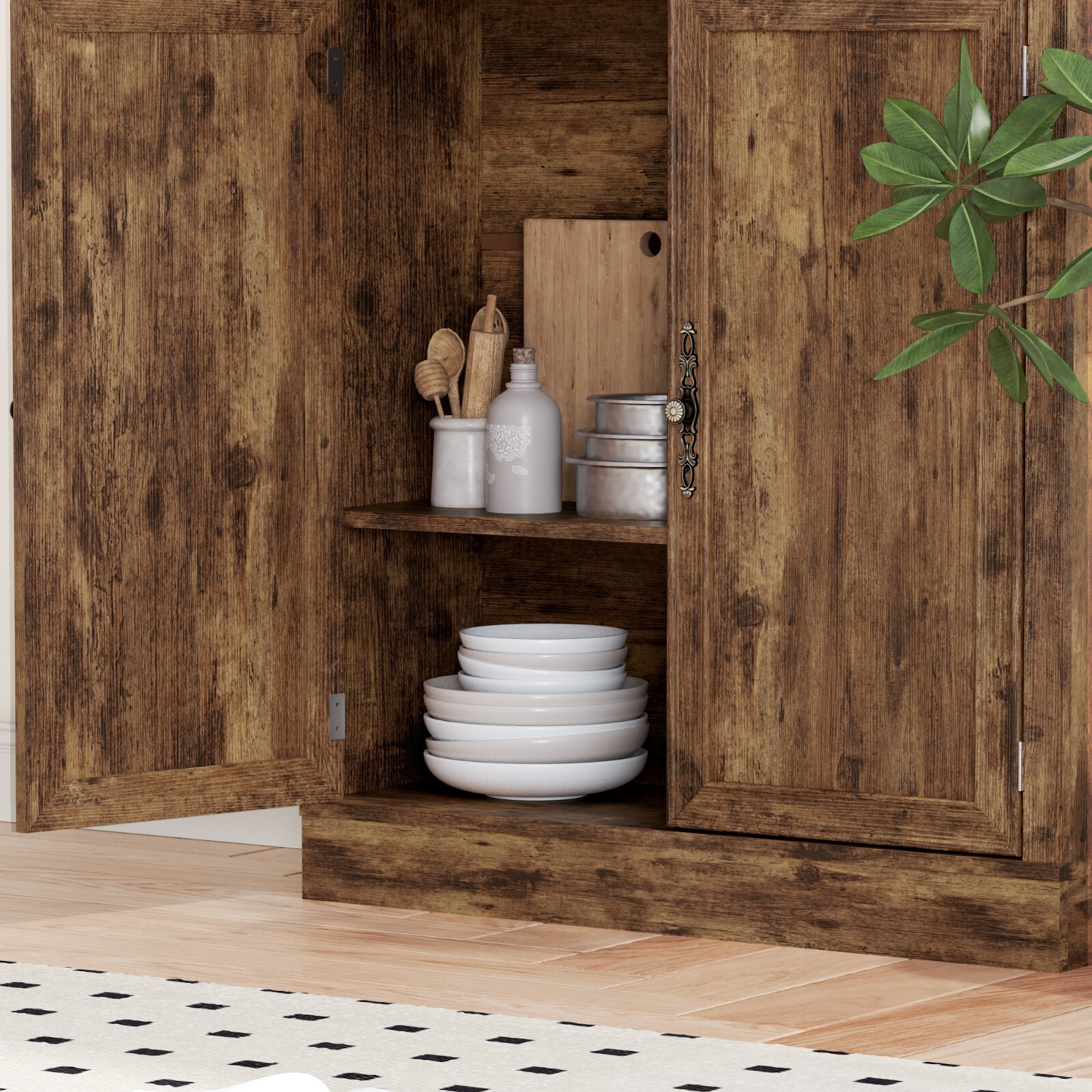 Bookshelves Bookcases with Doors Floor Standing 6 Tier Display Storage Shelf