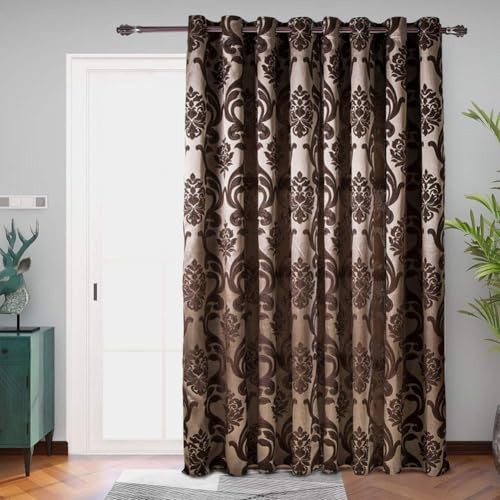 Sliding Door Curtains Luxury Patio Doors Damask 100″W x 84″L (Pack of 1) Brown