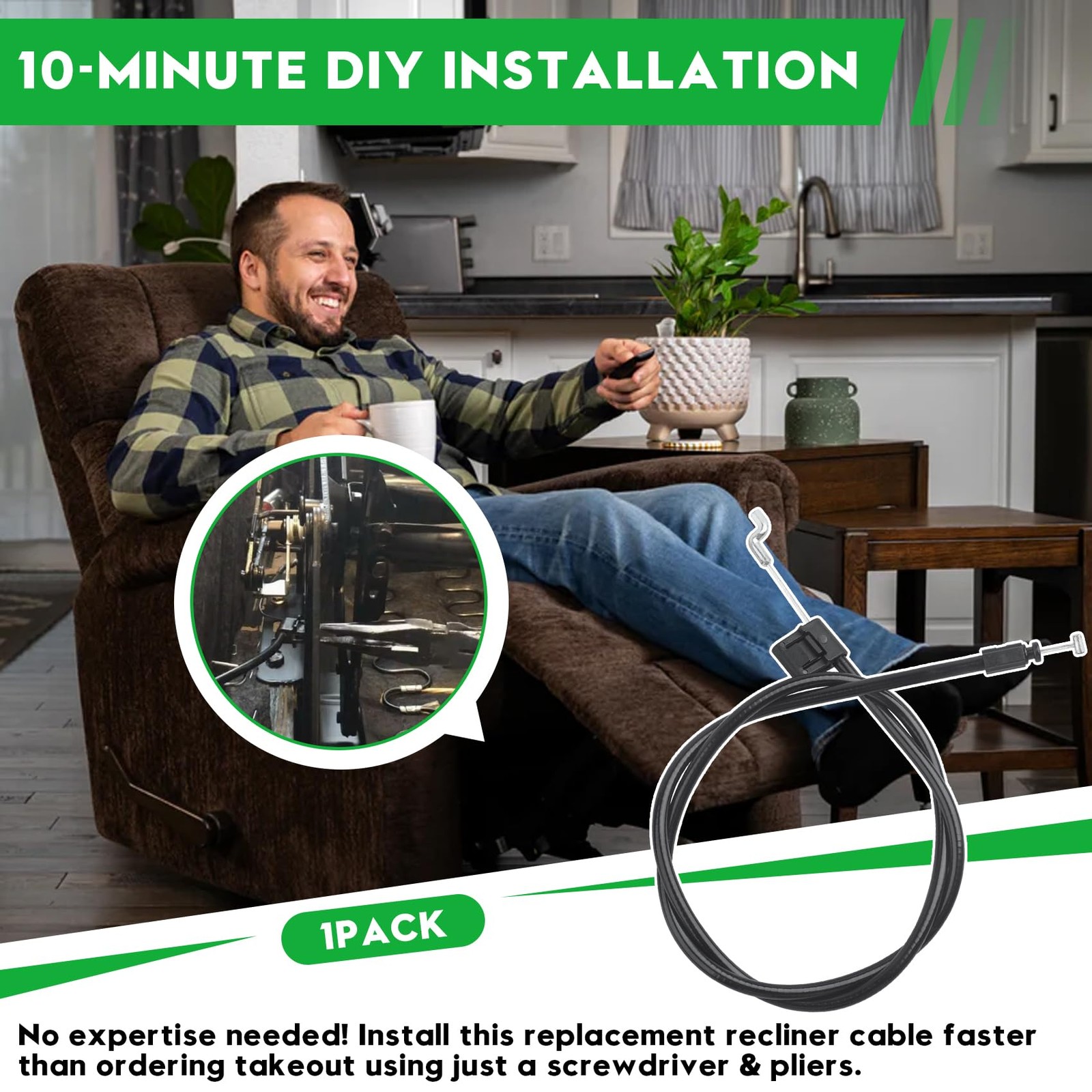 34.5 Inch Universal Recliner Release Cable Replacement 3.5 Exposed Wire S-tip
