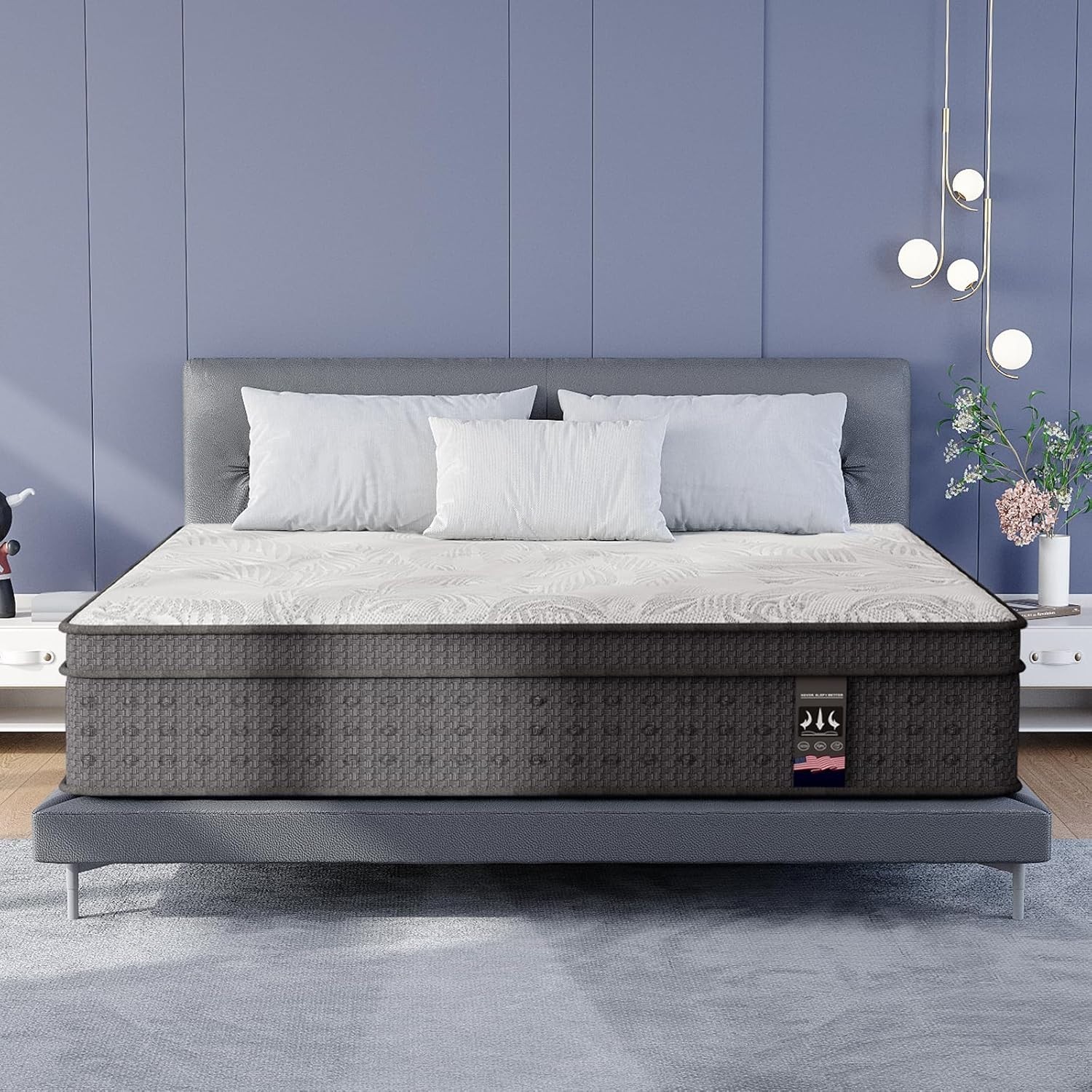 10″ 12″ 14″ Gel Memory Foam Mattress Twin Full Queen King Hybrid Spring In A Box