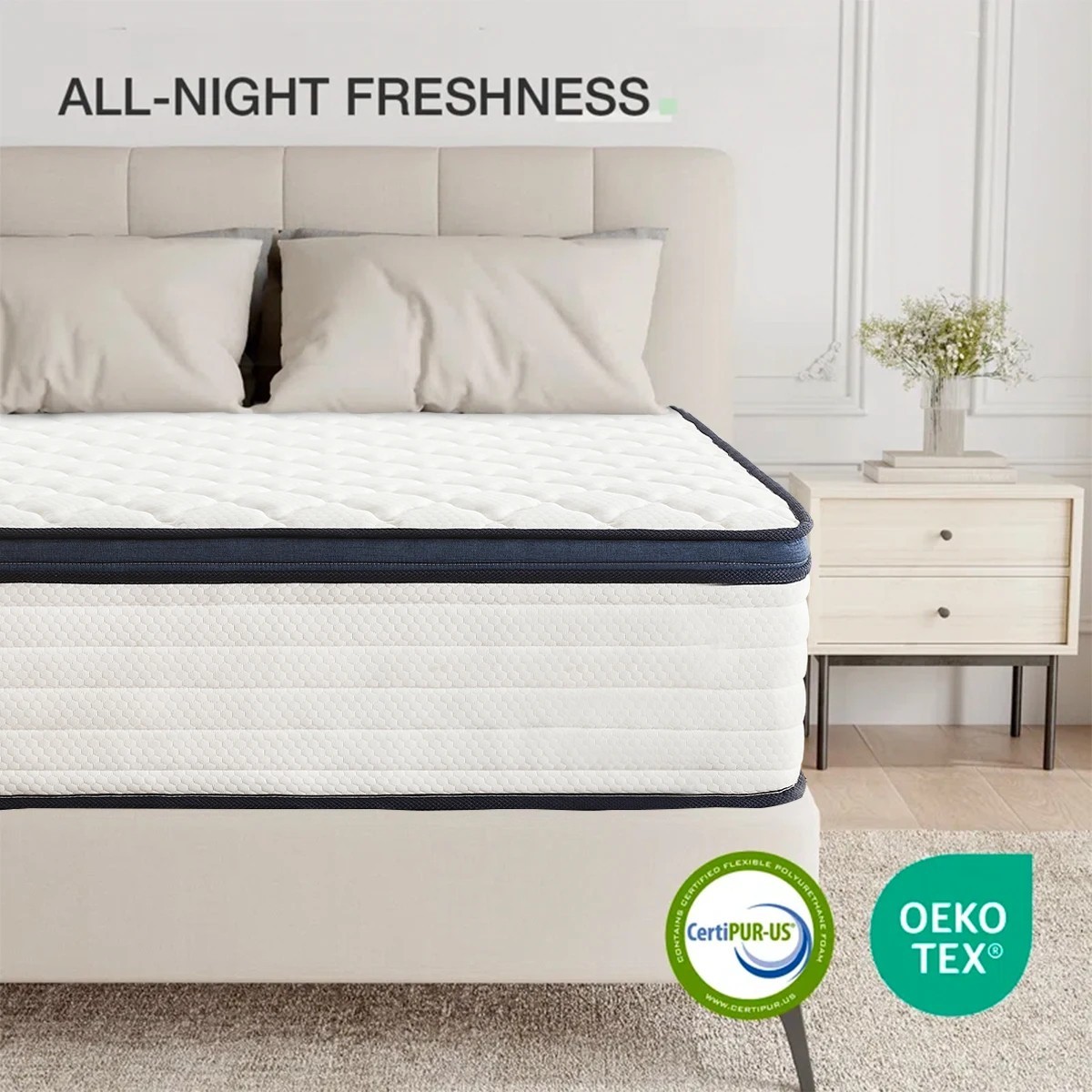 14″ Gel Memory Foam Spring Hybrid Mattress Queen Size In A Box – NEW