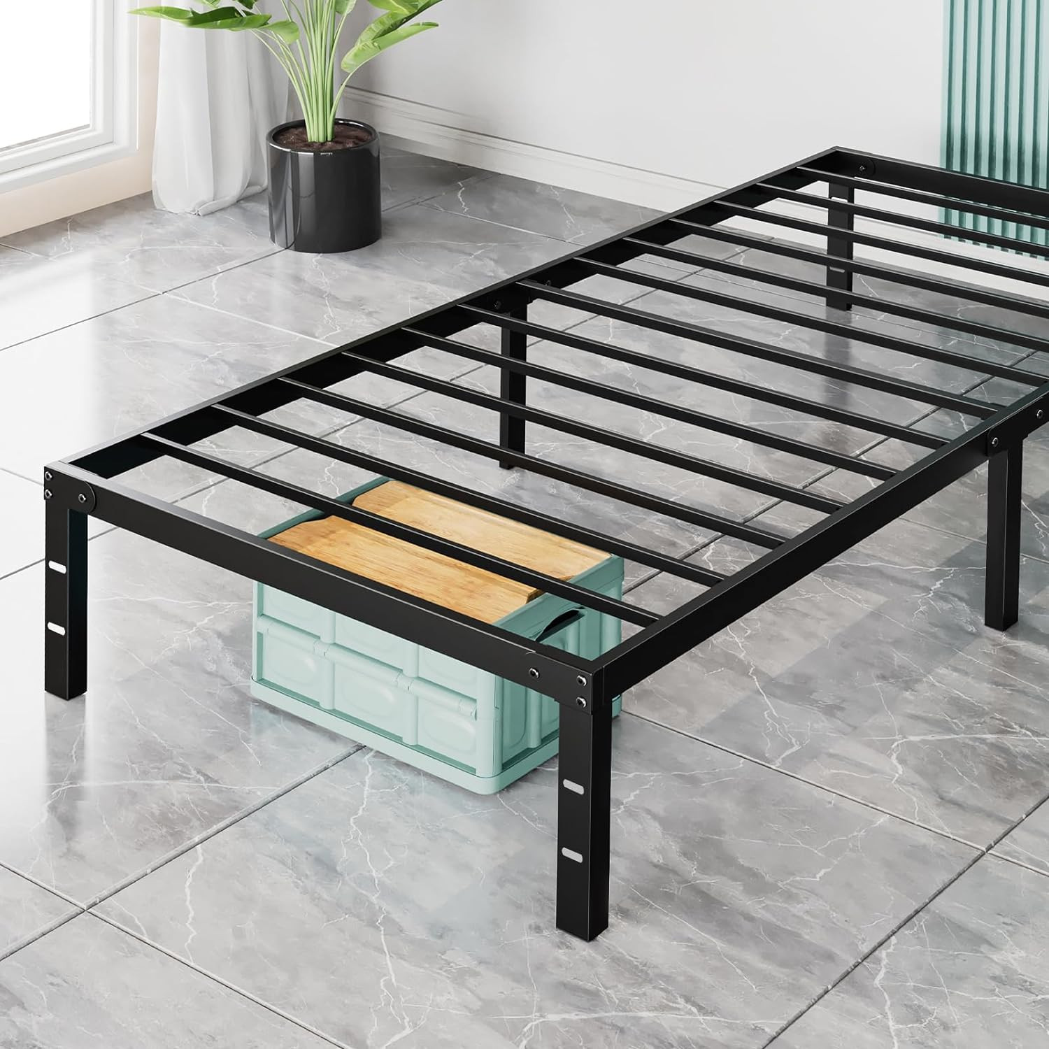 Twin Bed Frame – Heavy Duty Metal Platform Bed Frames Twin Size with Storage Spa
