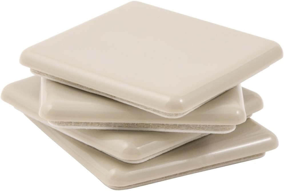 Self-Stick, Square Heavy Furniture Sliders for Carpeted Surfaces 4 PC, Beige
