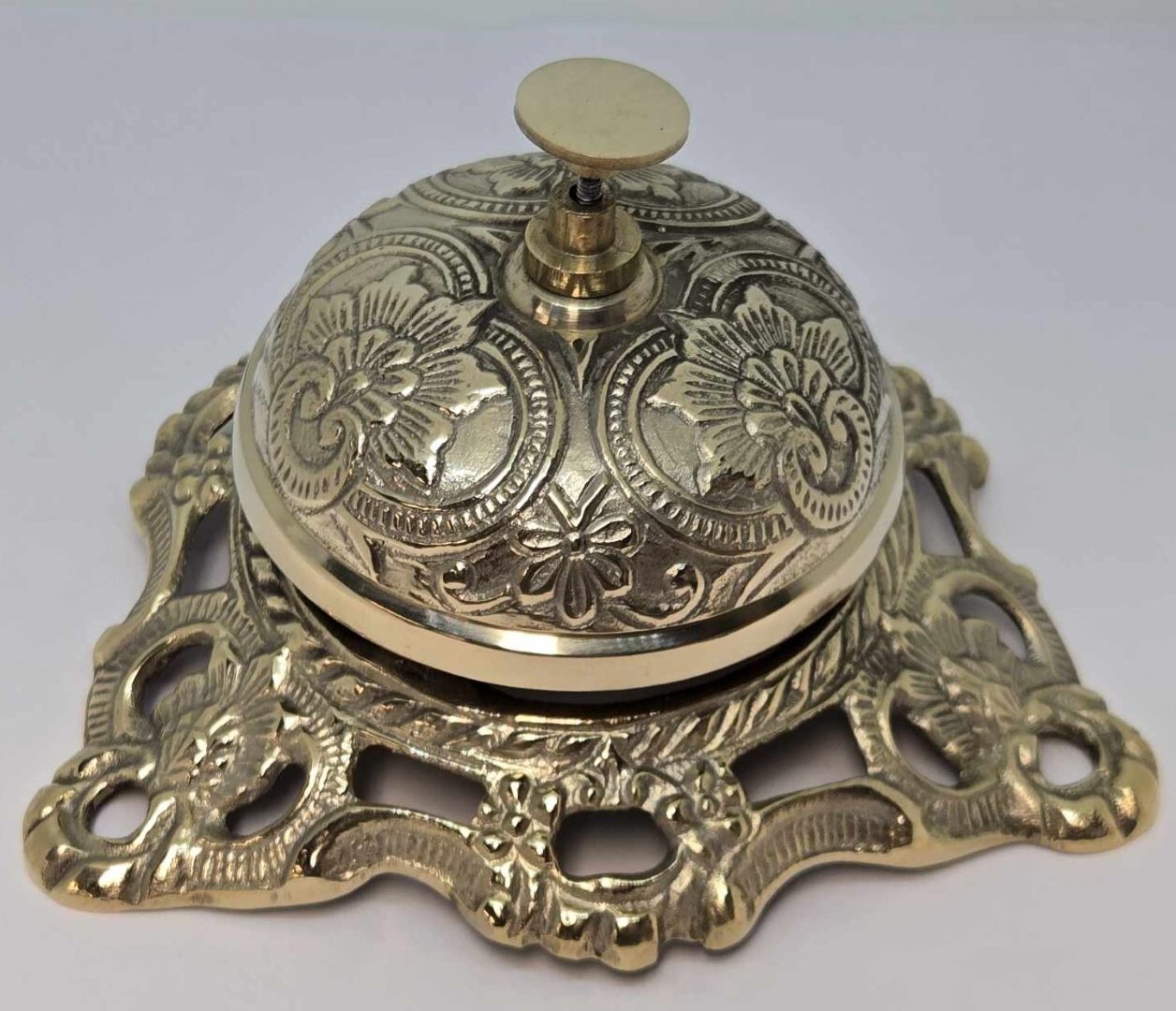 Cast Solid Brass Desk Bell service shop counter fancy antique vintage retro new