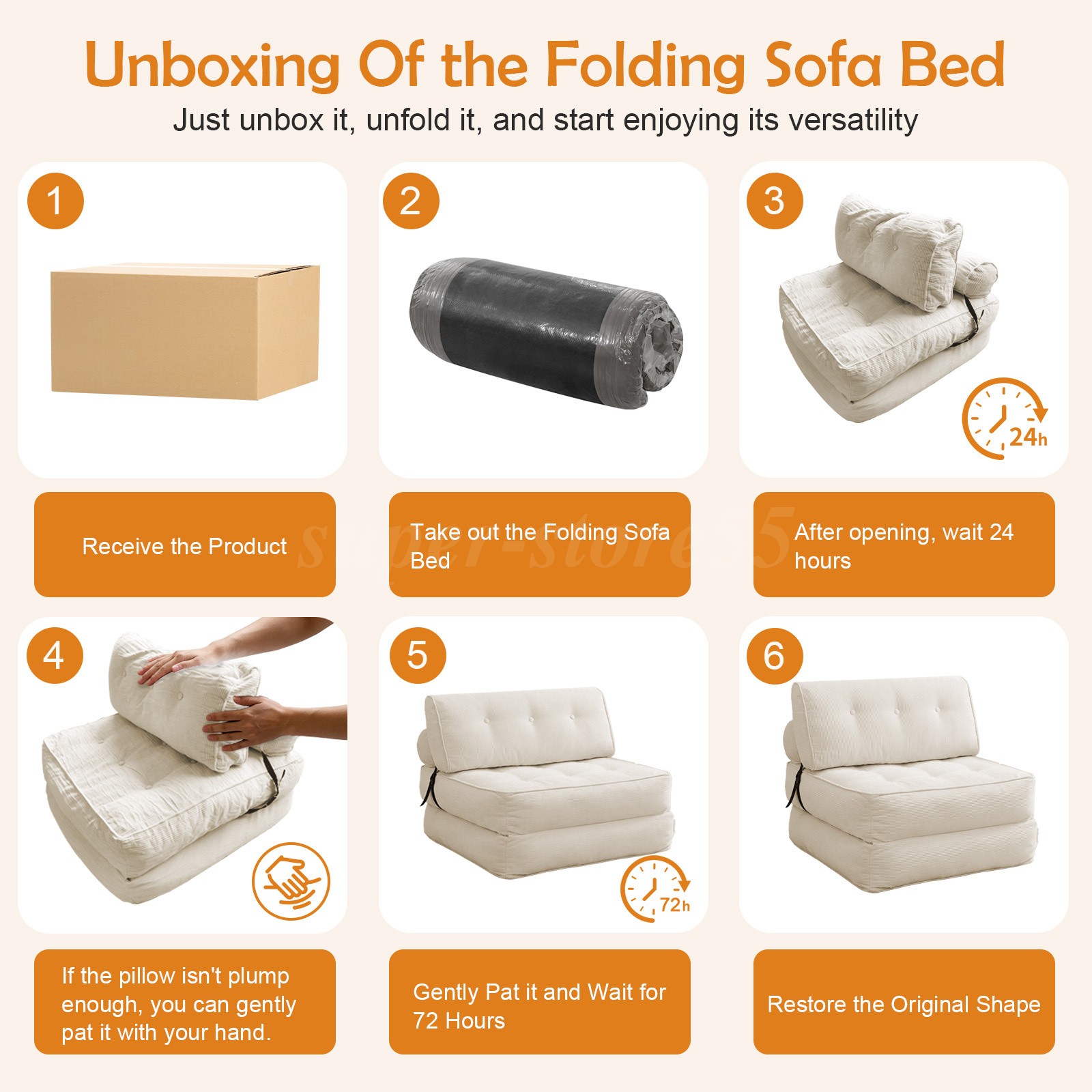 Breathable Folding Sofa Bed Convertible Floor Couch Sleeper Chair Compression