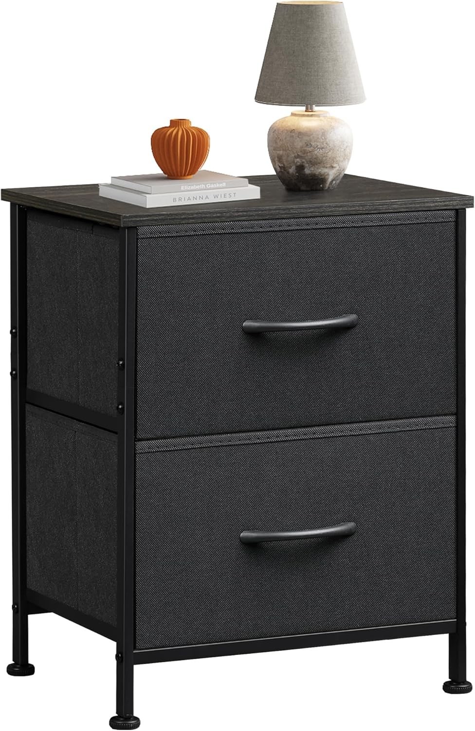 Nightstand End Table Side Table with 2 Fabric Drawers Bedside Table for Bedroom