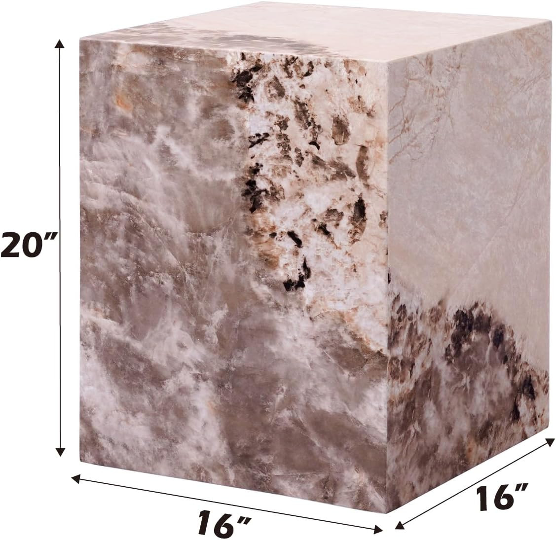 Fultan Beige Engineered Stone Square End Table – Modern Design