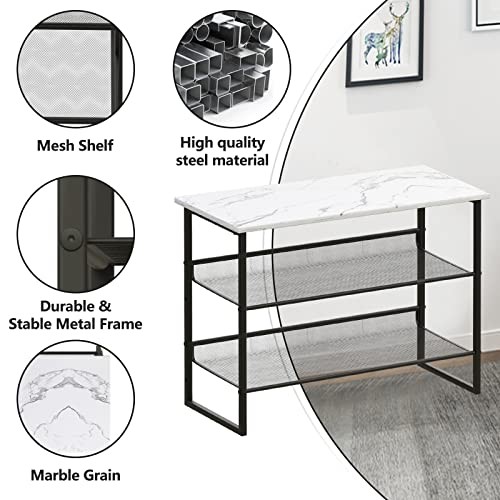3 Tiers White Marble Shoe Rack,Freestanding Organizer 3-Tiers Marble White