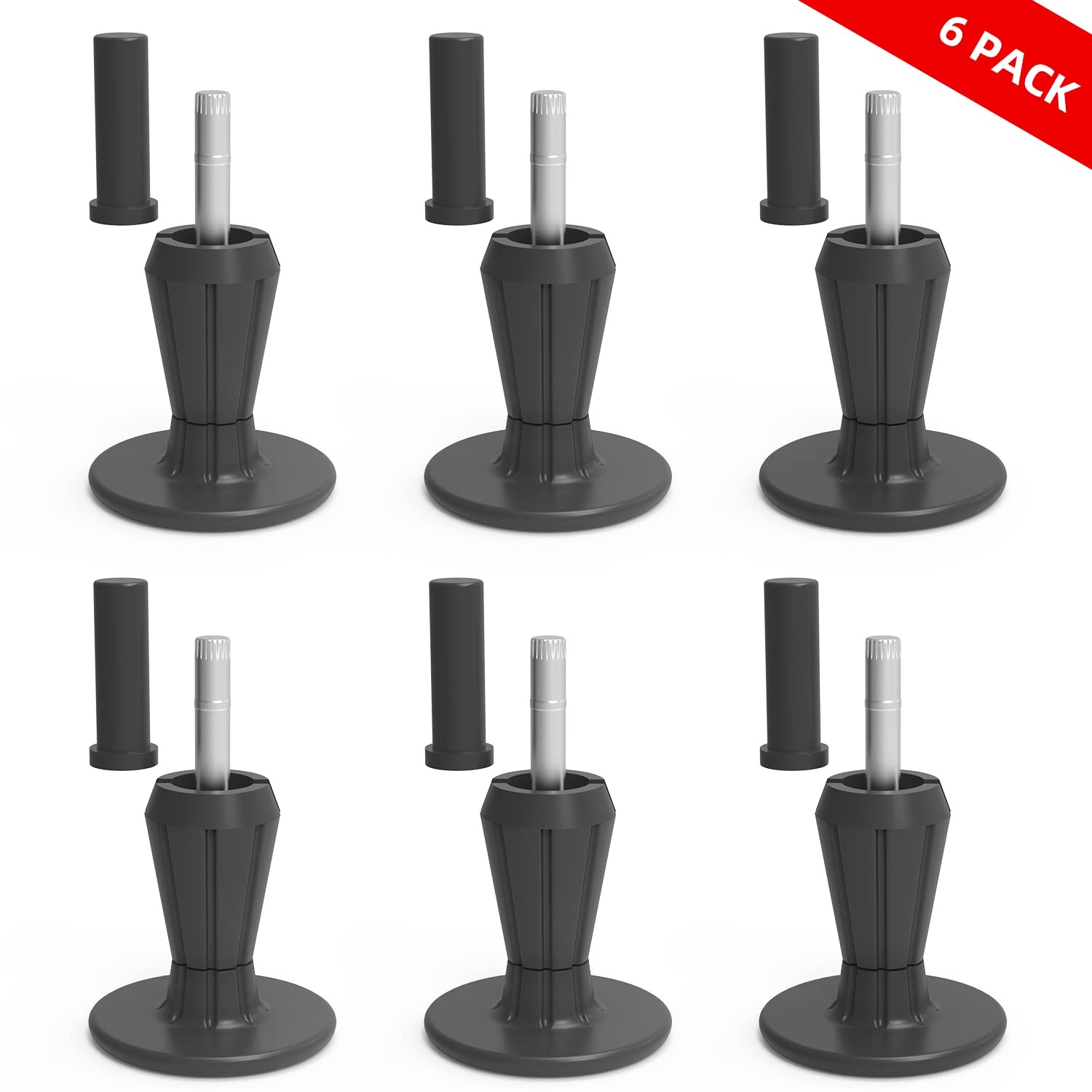 IRONDIY 6 Pcs Steel Stem Plastic Bed Frame Feet,Sturdy 4 inches, Black