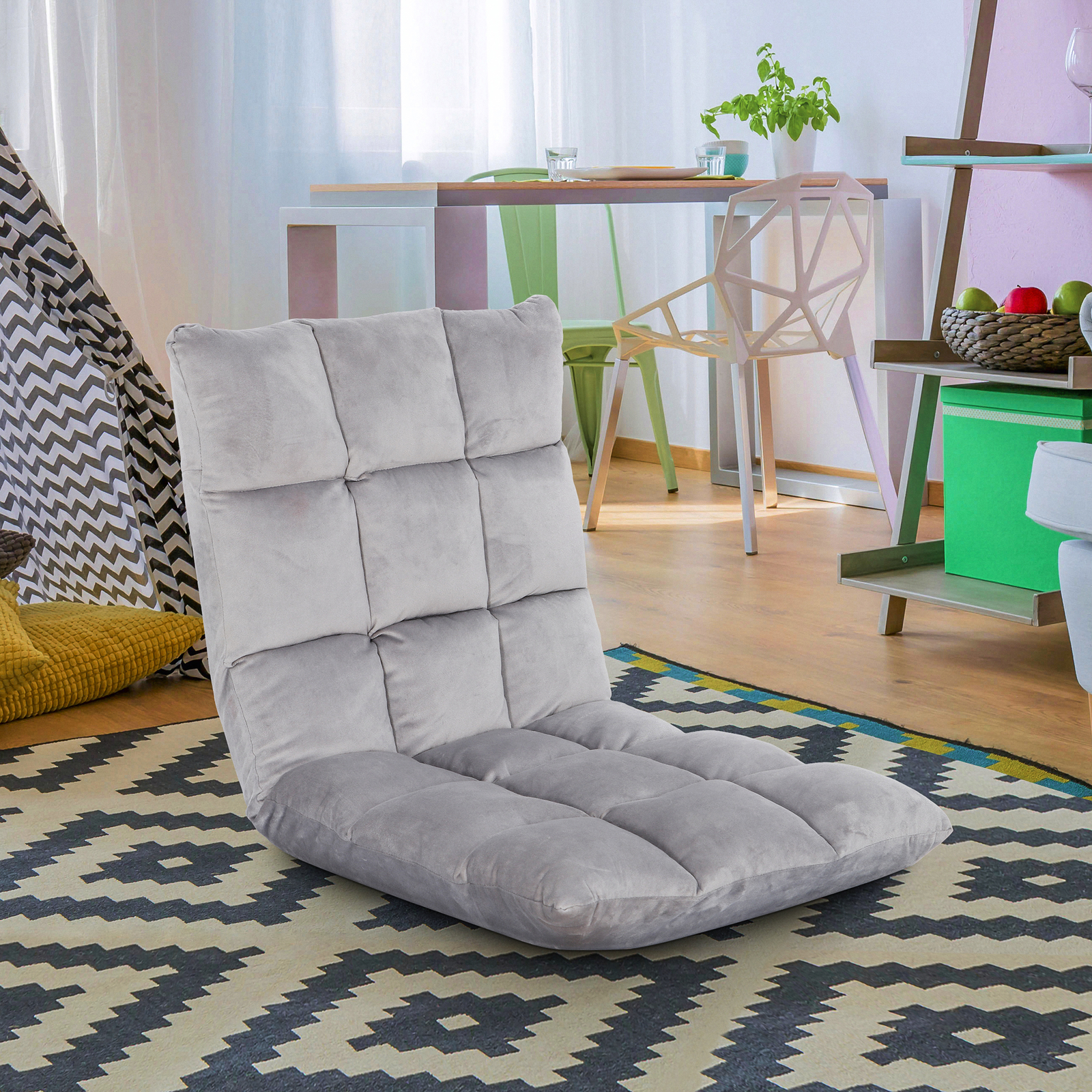 Folding Padded Floor Chair with Back Support Gaming Chair for Relax Comfortable