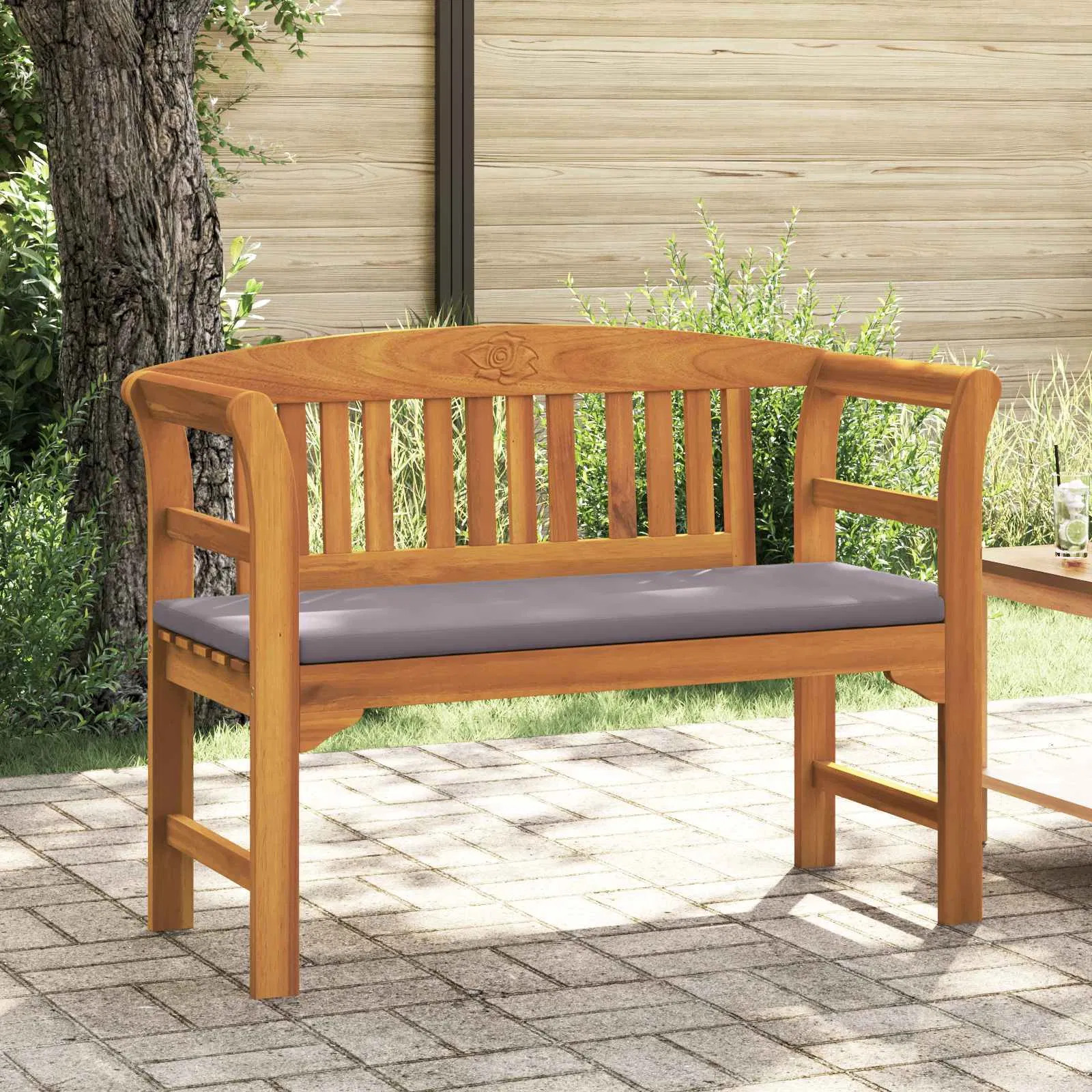 | Rose Bench | Natural 44.88 x 18.11 x 32.48 in Solid Acacia Wood