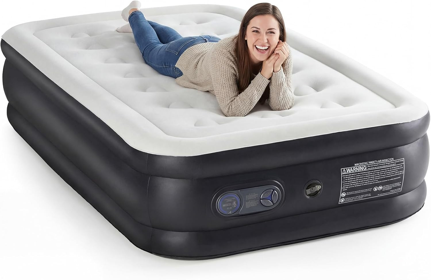 Twin Air Mattress with Built in Pump, 16″ Raised Comfort Inflatable Blow up Air