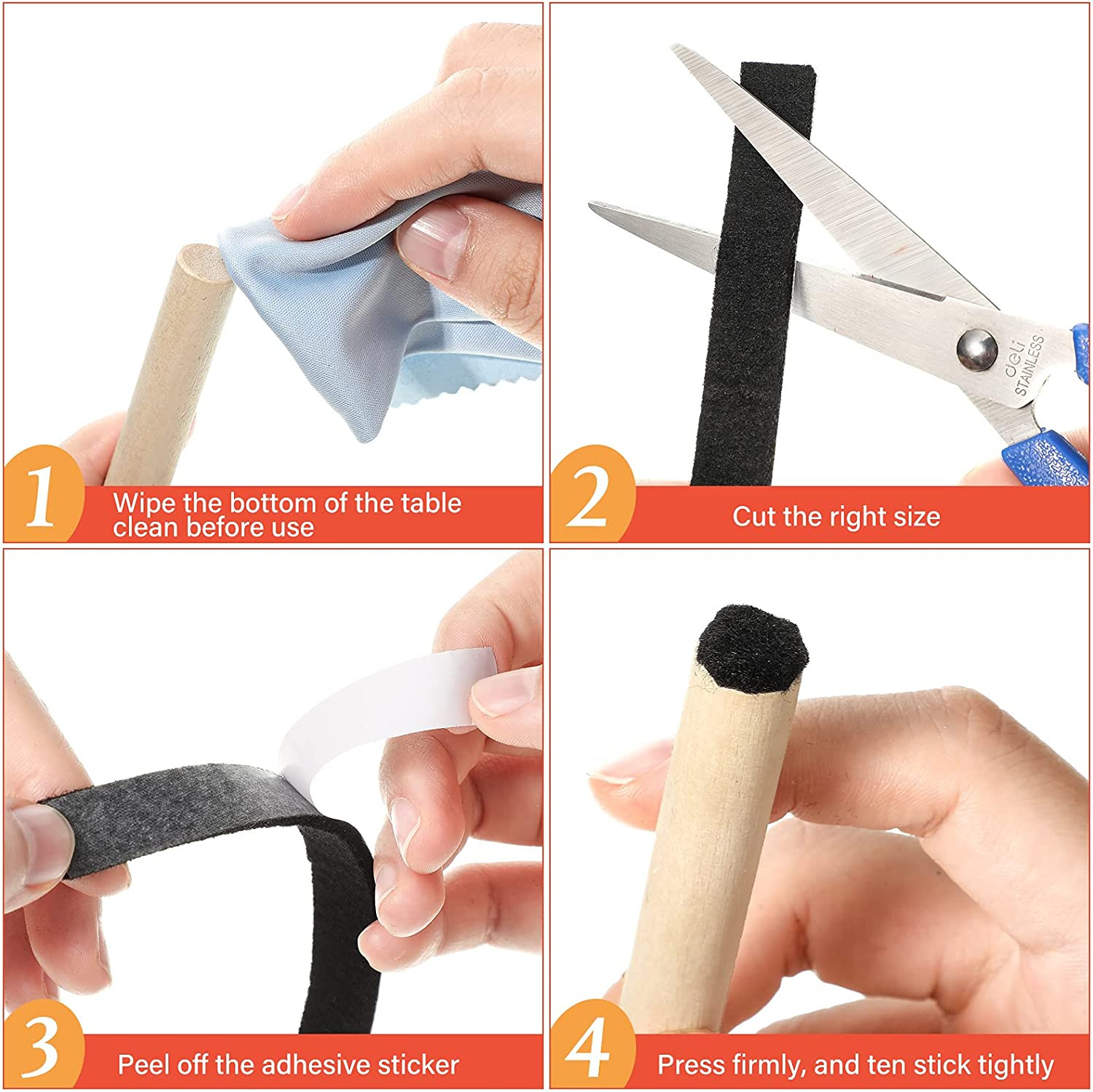 4 Rolls 120 Inch Felt Strip with Adhesive Backing Felt Tapes Furniture Strip Rol