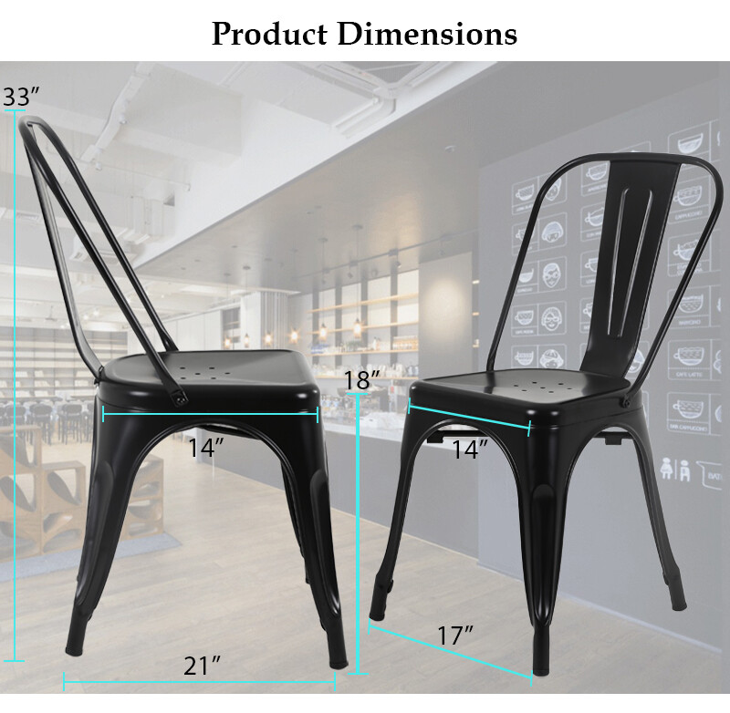 18 Inch Metal Chair Kitchen Dining Chair Patio for Indoor Outdoor Bar Stool,4pcs