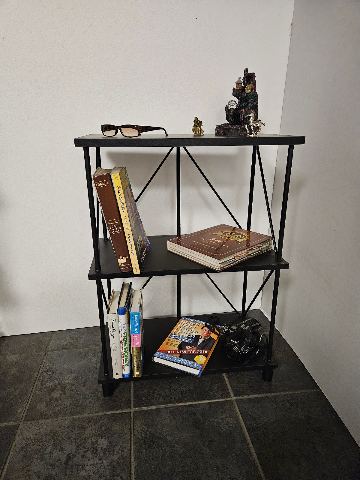3 shelve Bookcase Open Back Interior Shelves Composite