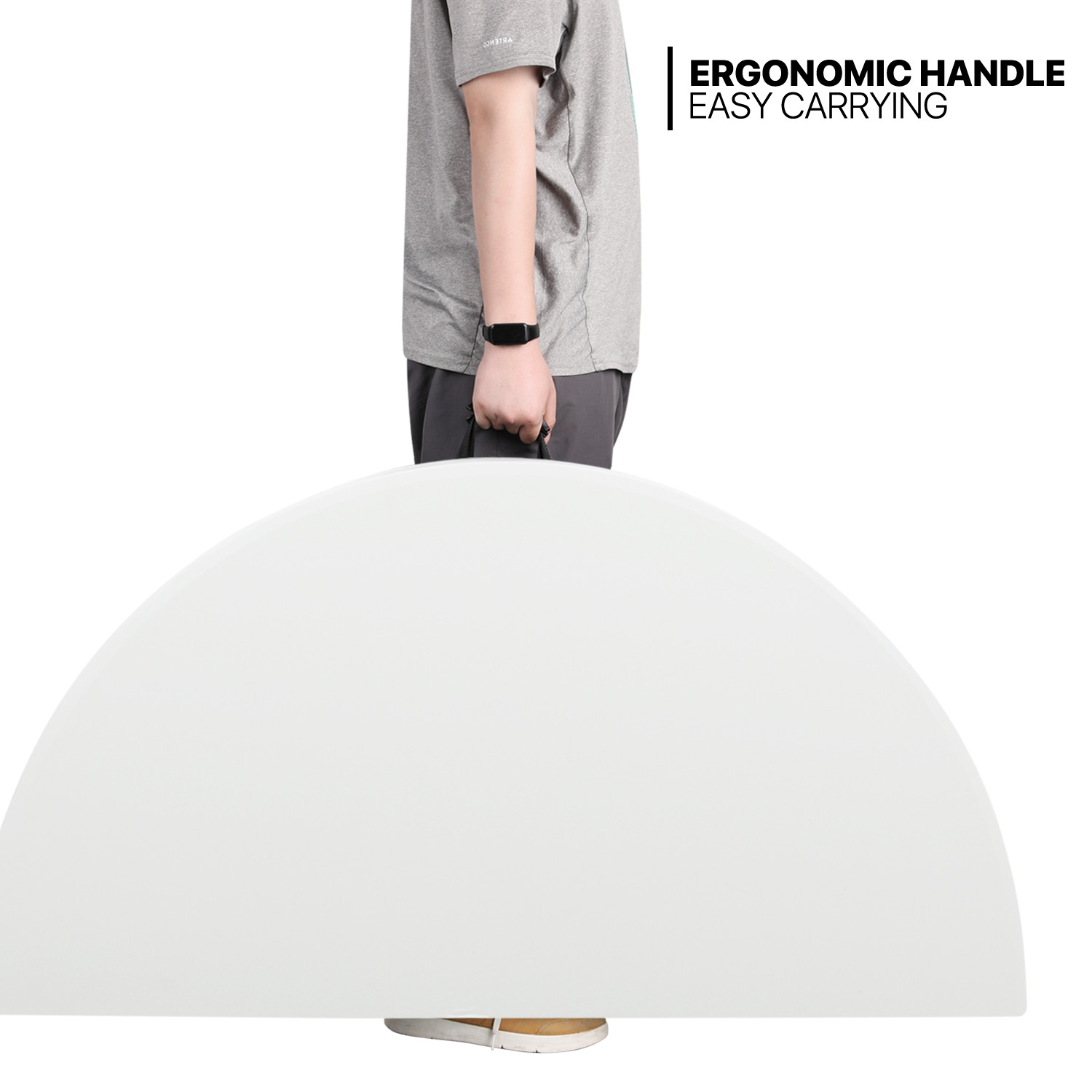 White[5 FT FOLDABLE ROUND TABLE]Gathering Party Portable Card Game Desk w/Handle