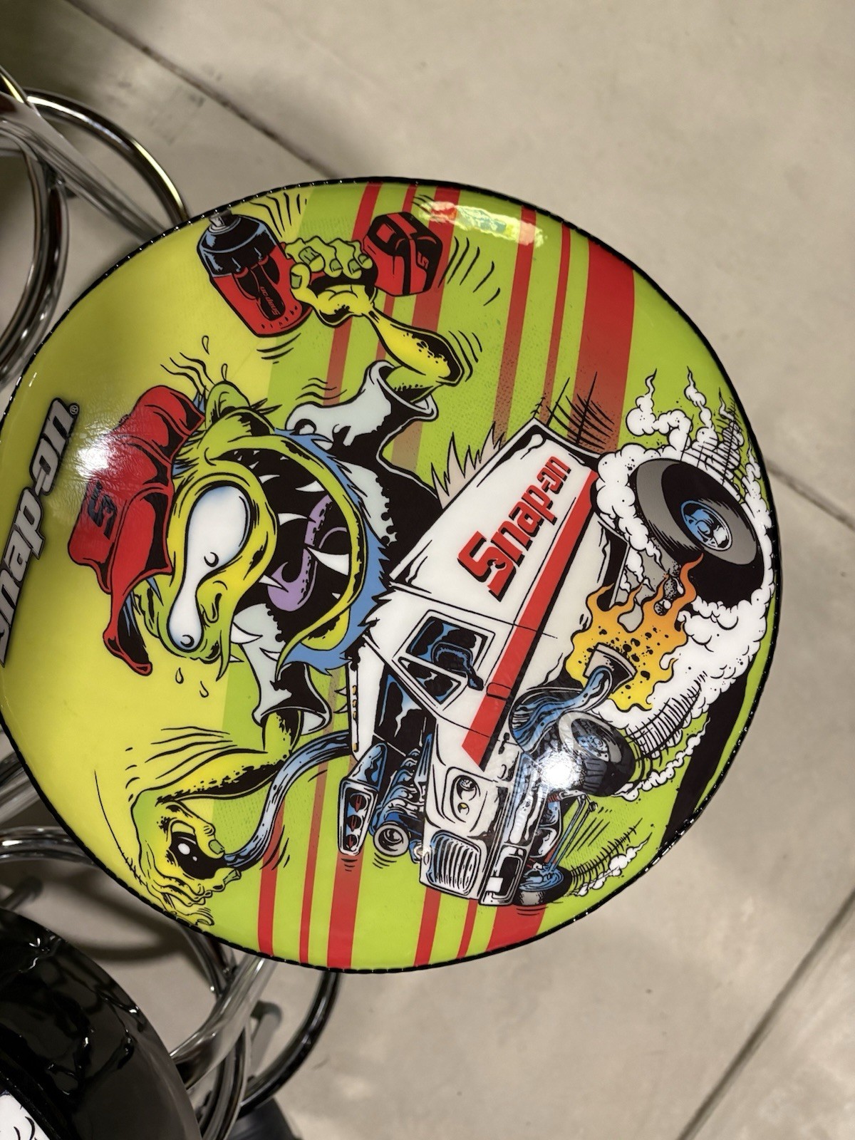 Snap-on dirty Donnie Chrome Garage Barstools Set of 4, Multicolor, 30″