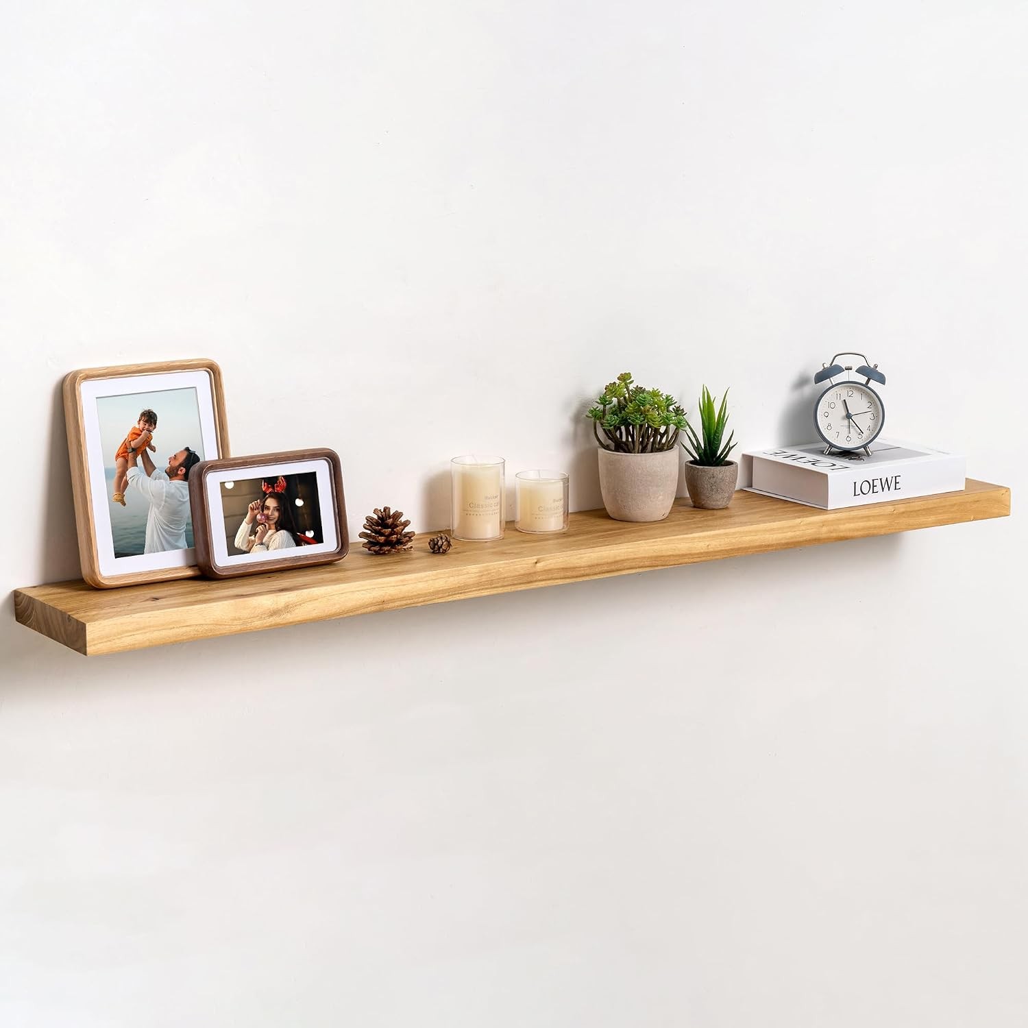 Live Edge Floating Shelves Wall 40 inch 8 Inch Deep Solid Elm Wood Floating Wall