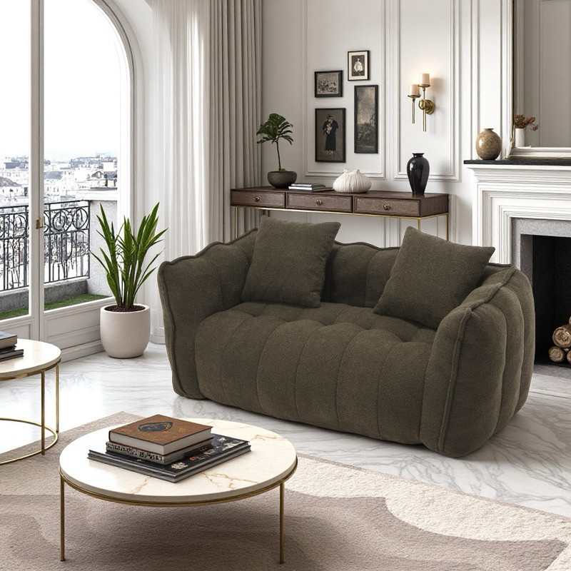 2-Person High-Resilience Foam Beanbag Chair. Cozy Square Reclining Sofa for Gami