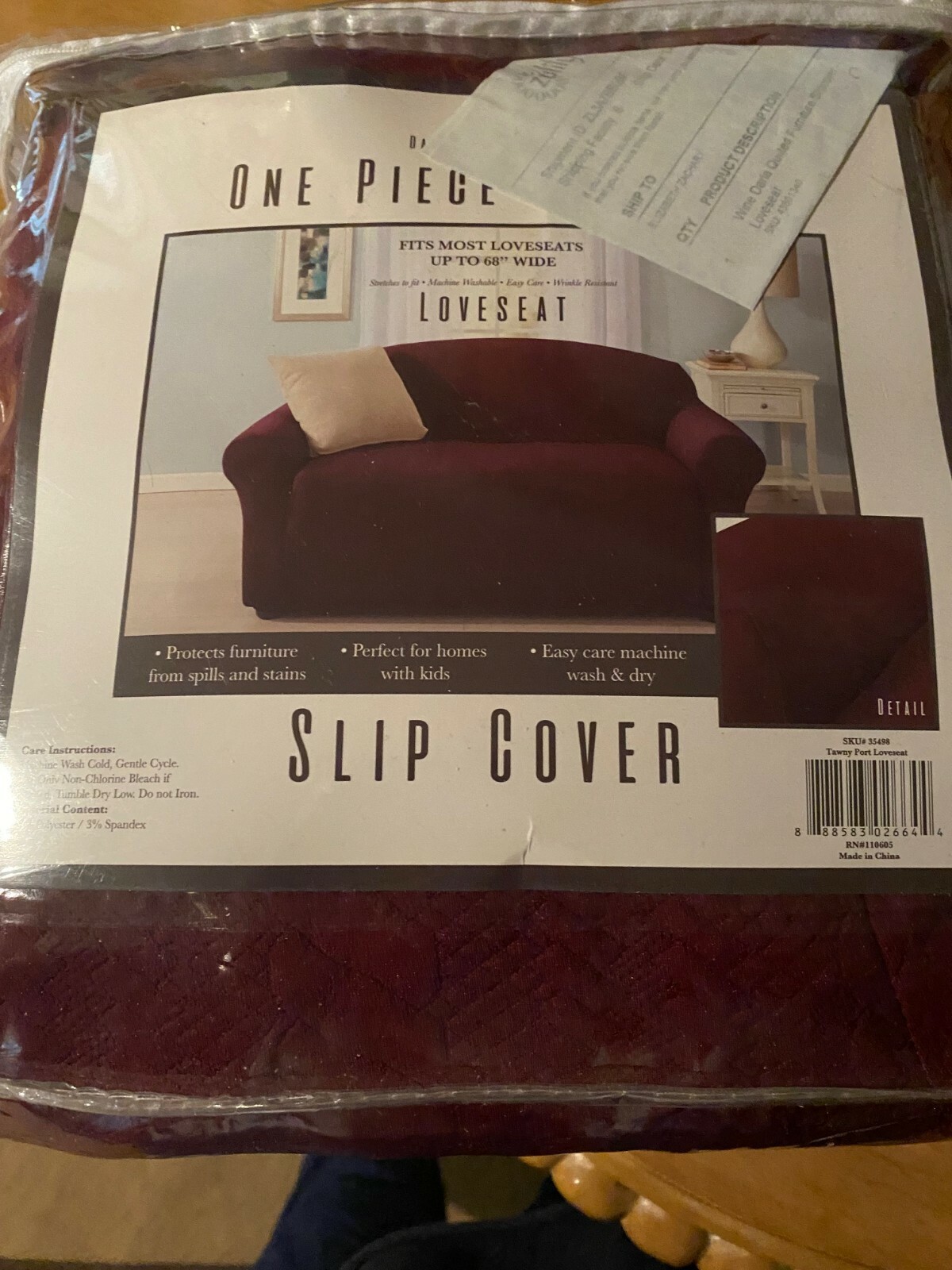 Loveseat One Piece Stretch Slipcover Wine Darla Quilted Funiture Cover