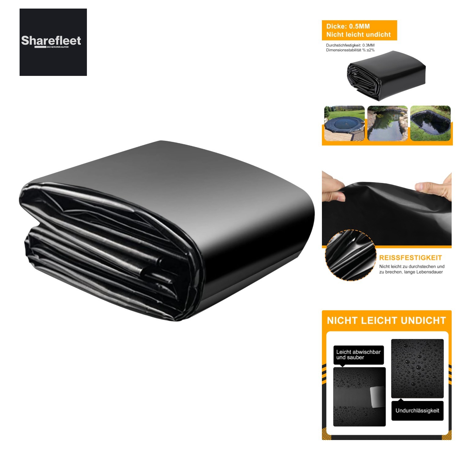 SDLDEER Pond Liner, Pond Liner 4x6m, Black HDPE Pond Liner Heavy Duty, for…