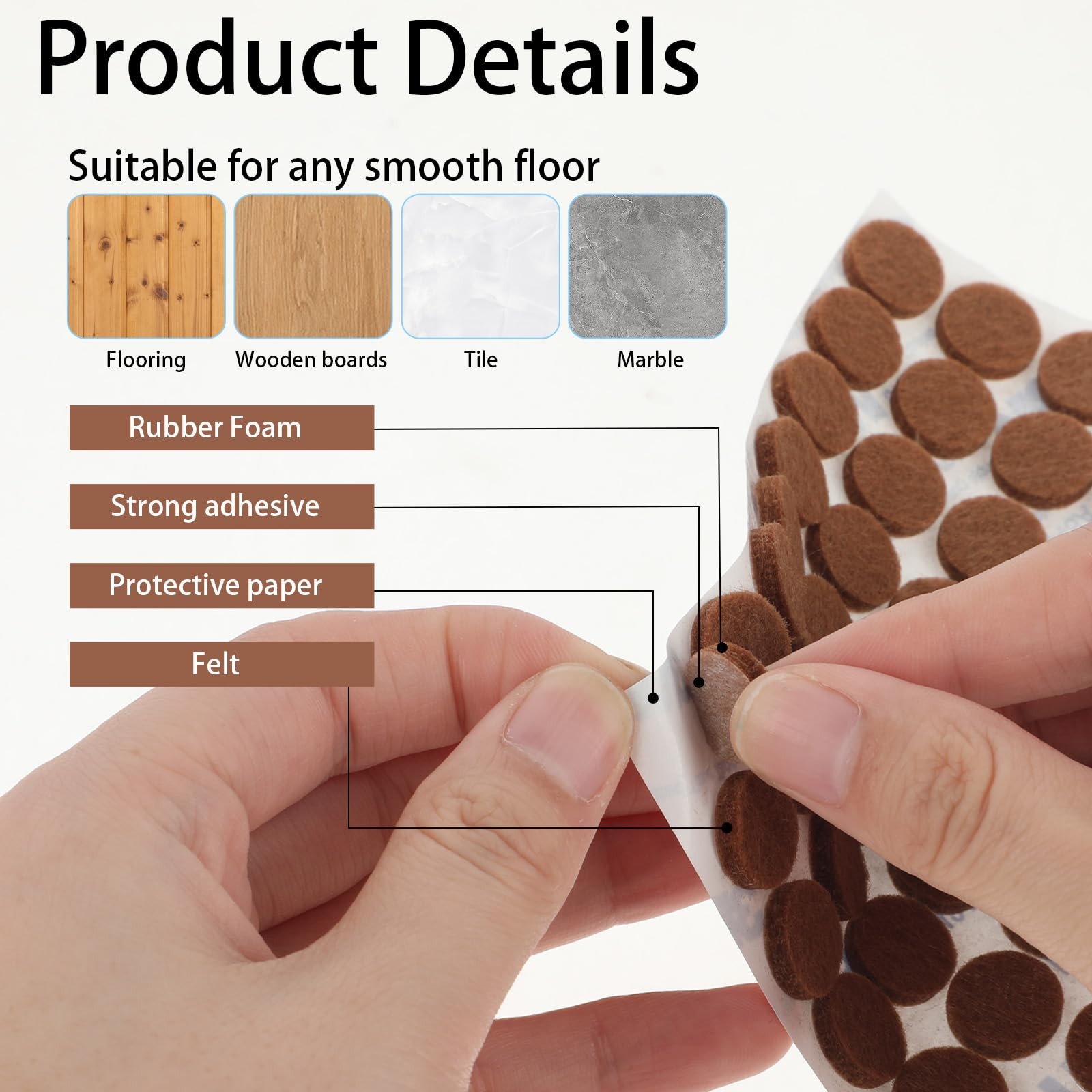 48 PCS 1/2 Inch Brown Round Self Adhesive Felt Pad Quiet Cabinet Door Bumper