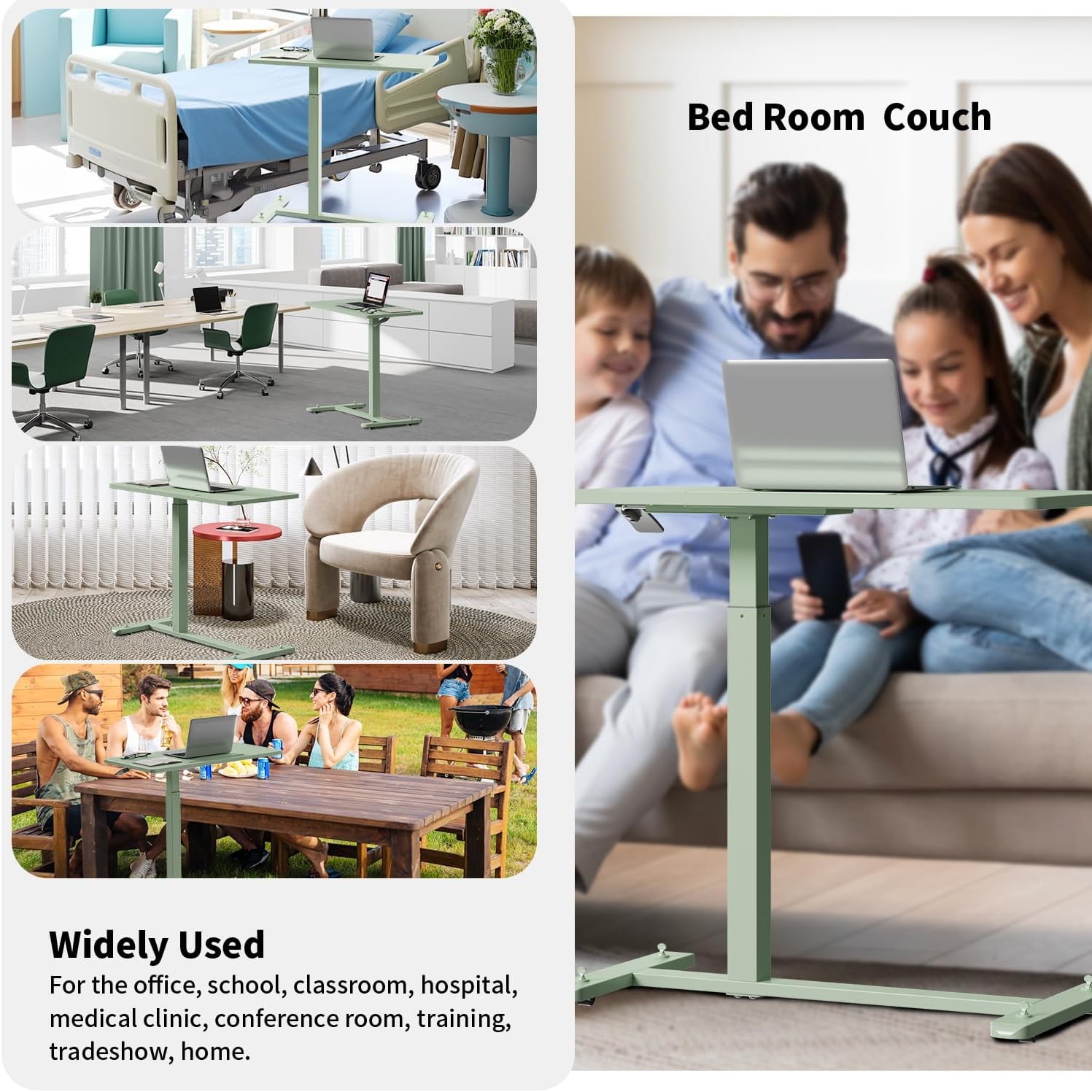 Mobile Standing Desk, Pneumatic Adjustable Rolling Desk(31.5 Inches), Portable