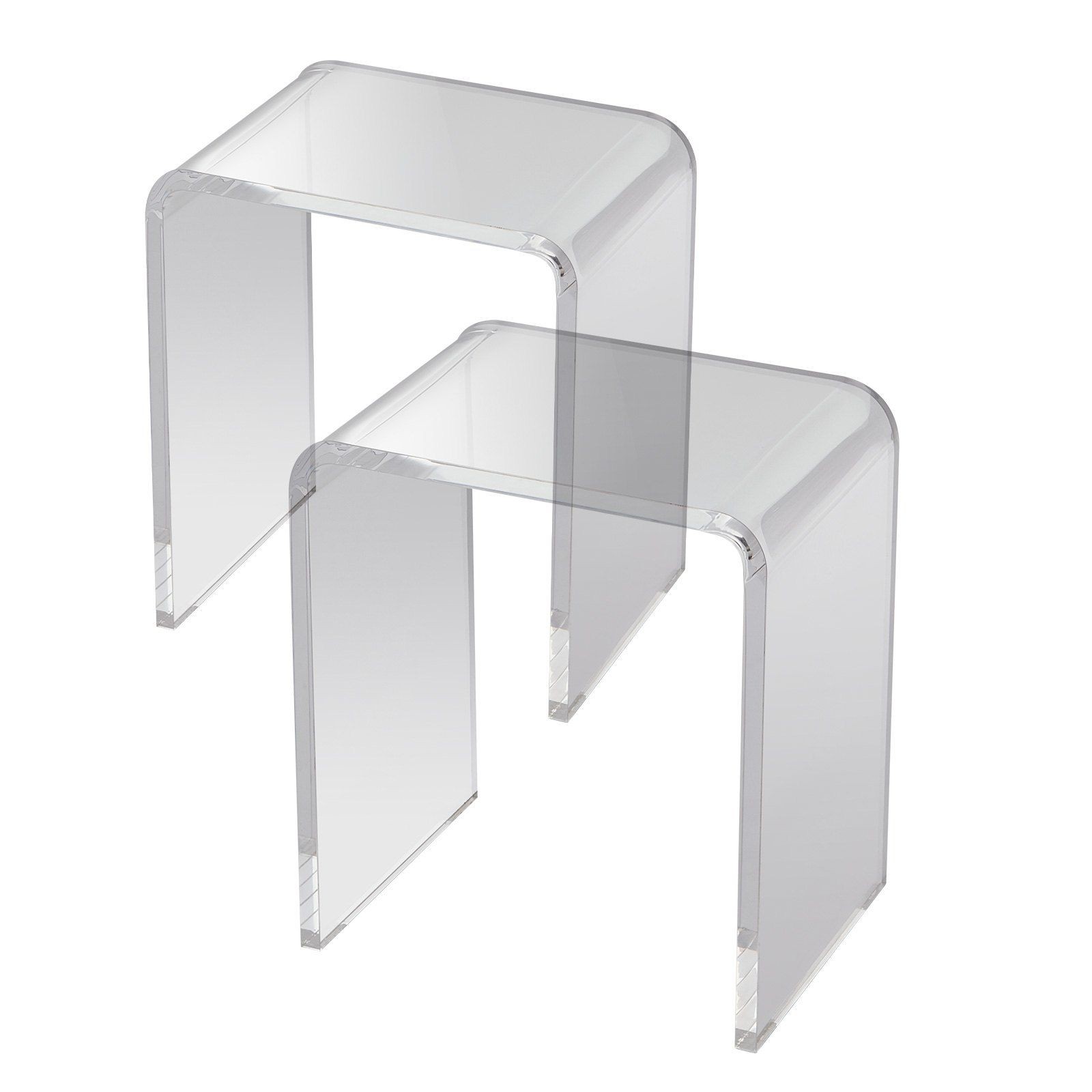 2pcs High-Clarity Acrylic Side Table 6.3x12x18.1in C-Structure 55lb