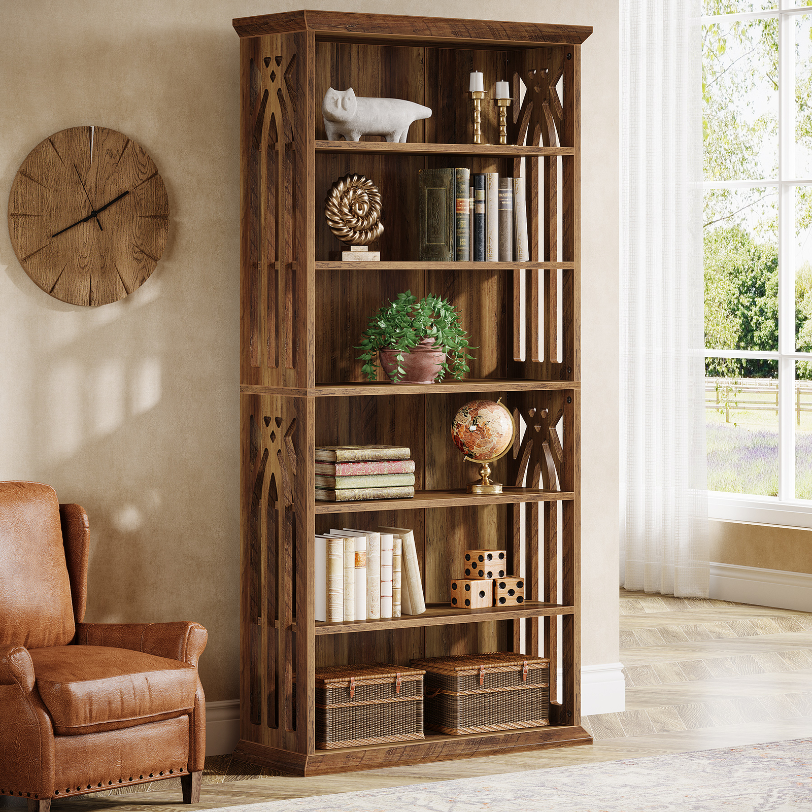 Tribesigns 75-Inch Tall Bookcase Bookshelf 6-Tier Freestanding Display Shelves