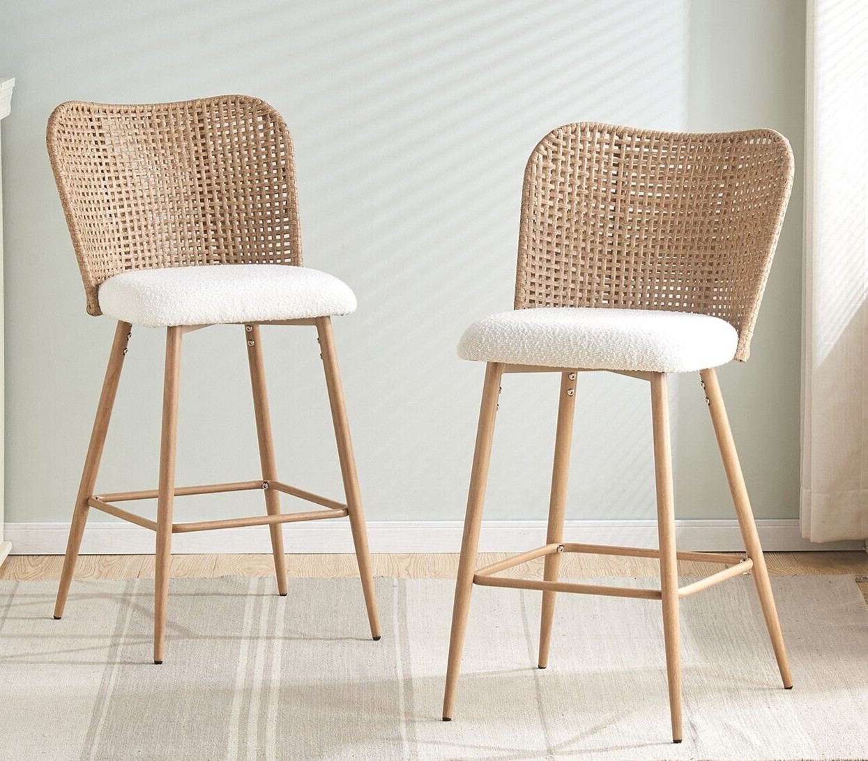 Rattan Bar Stools Set of 2, Rattan Counter Height Stool,Bar Stools,Counter Stool