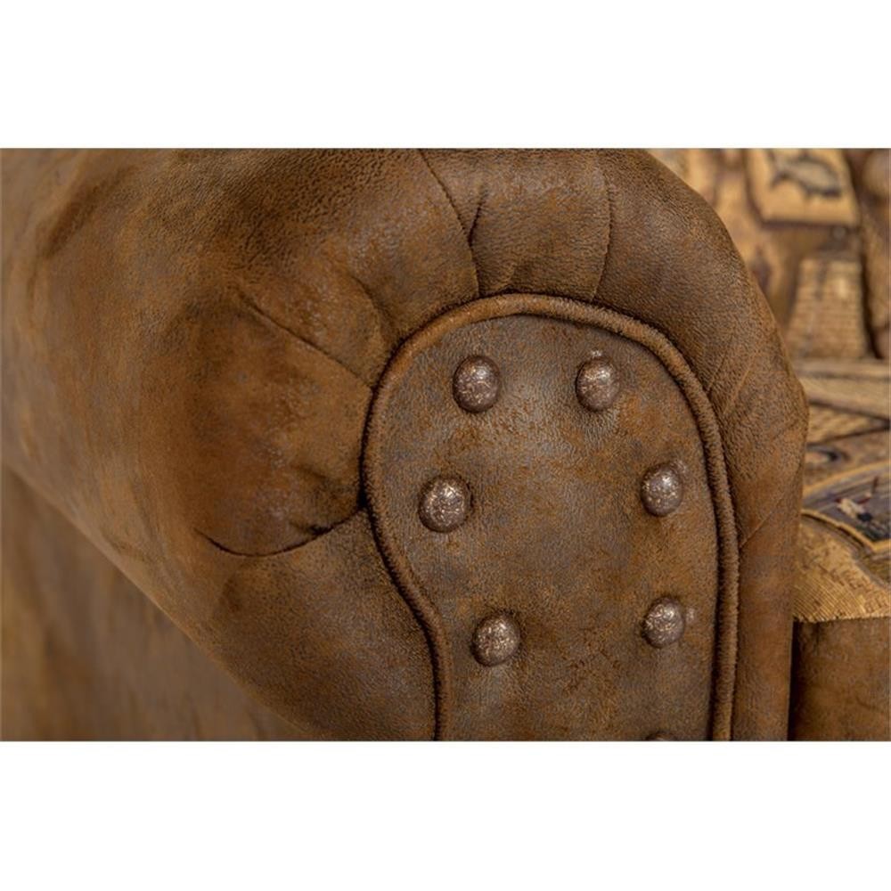 Pemberly Row 88″ Microfiber River Bend Sleeper Sofa in Brown