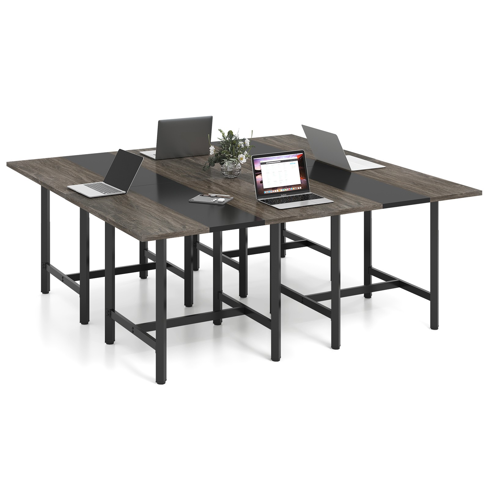 4PCS 39.5” Square Conference Table w/Thickened Tabletop & Heavy-duty Metal Frame