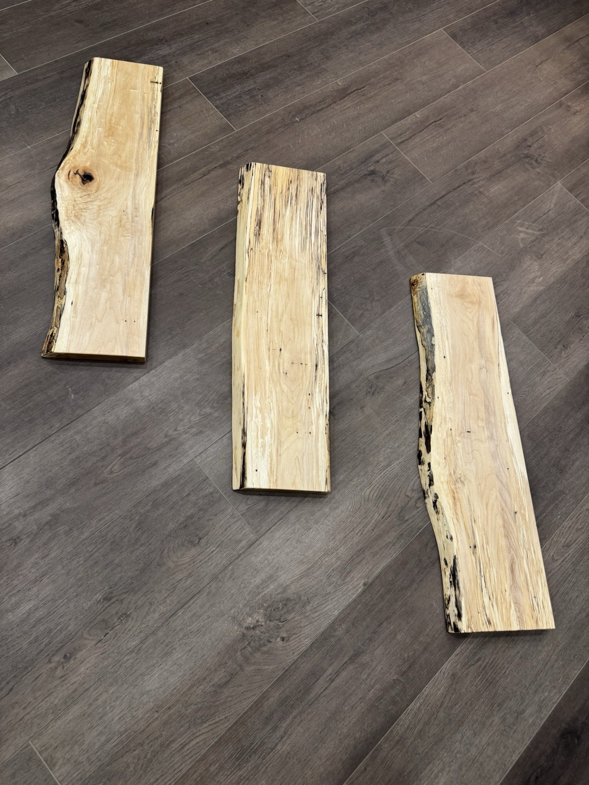 Spalted maple rustic shelves. Smooth durable finish
