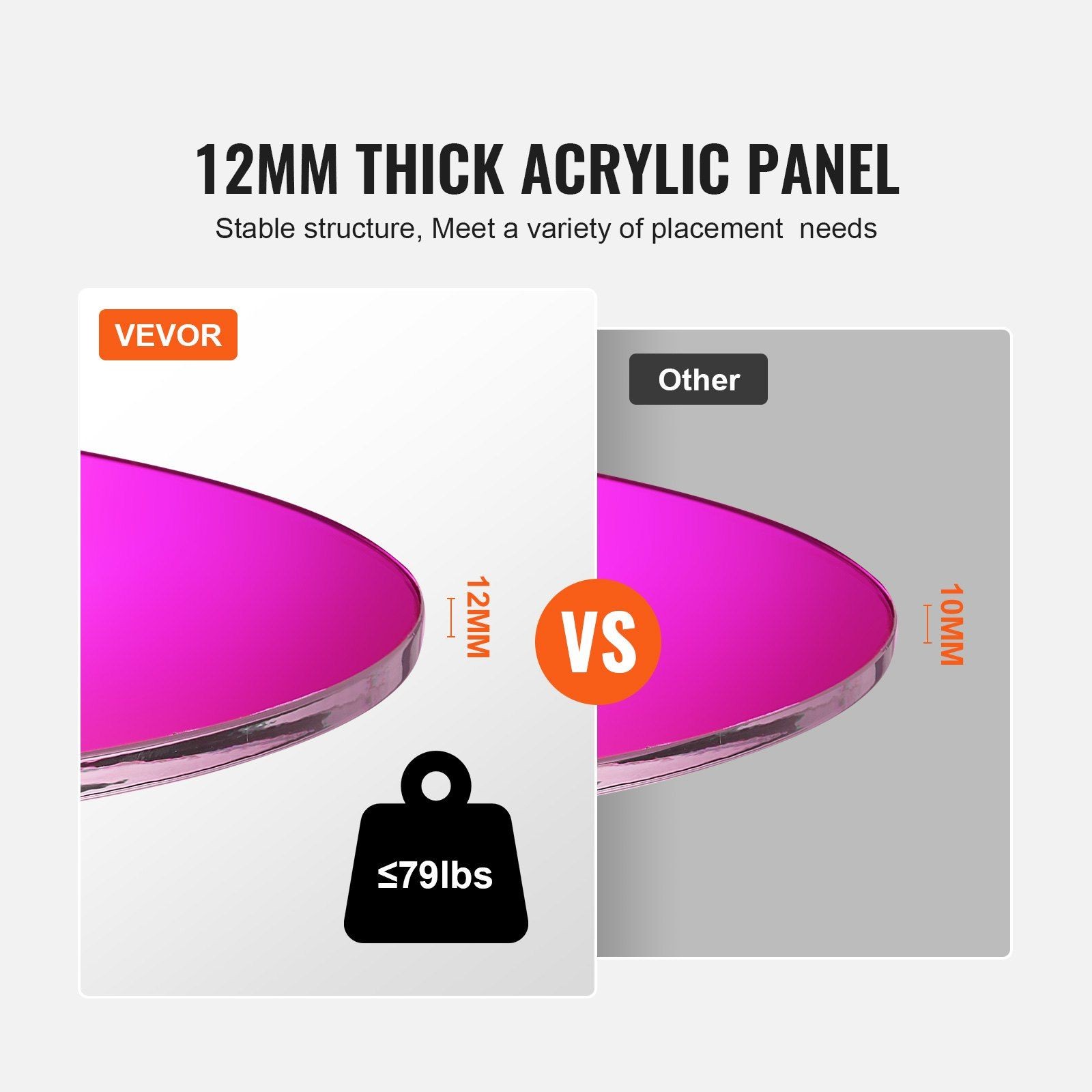 13.8in Lenticular Acrylic Coffee Table 55lb 12mm Thick Crystal Finish