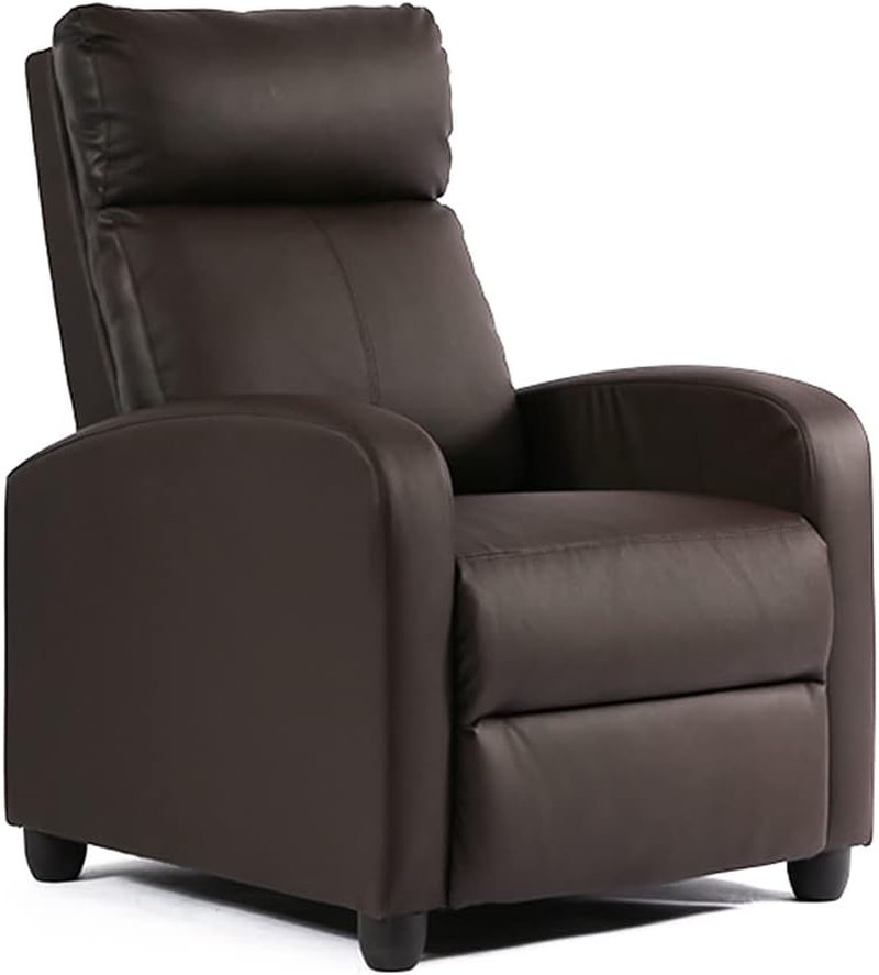 Modern Wingback Recliner Chair with Lumbar Support – PU Brown
