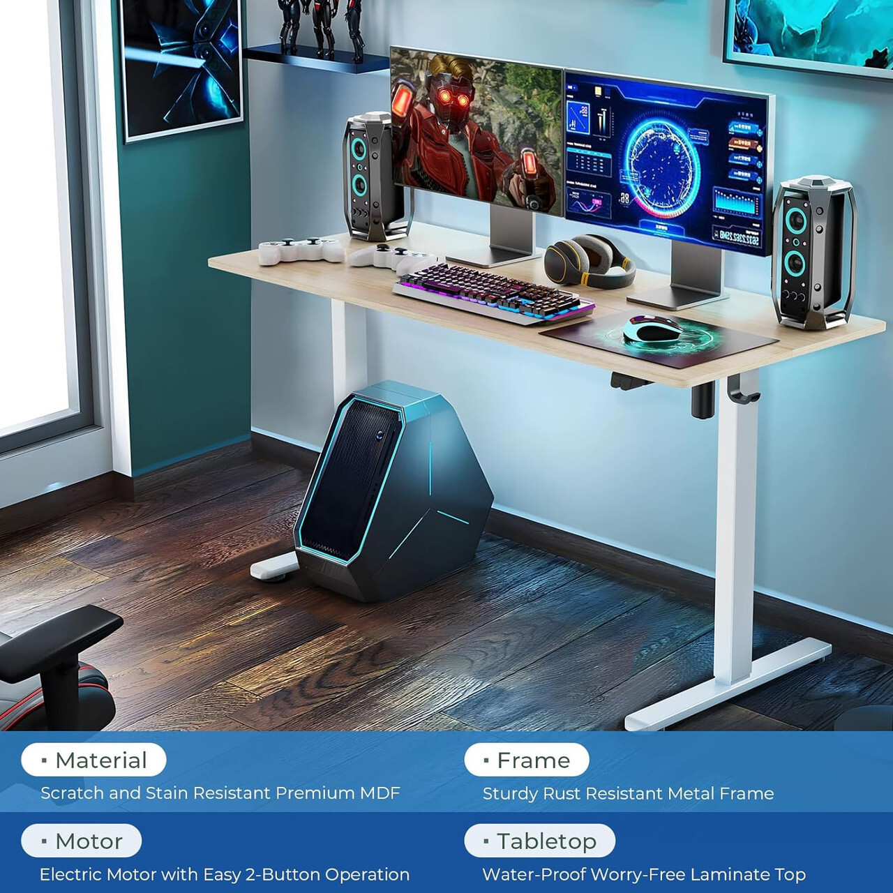 40″ Modern Height Home Office Table Standing Electric Desk