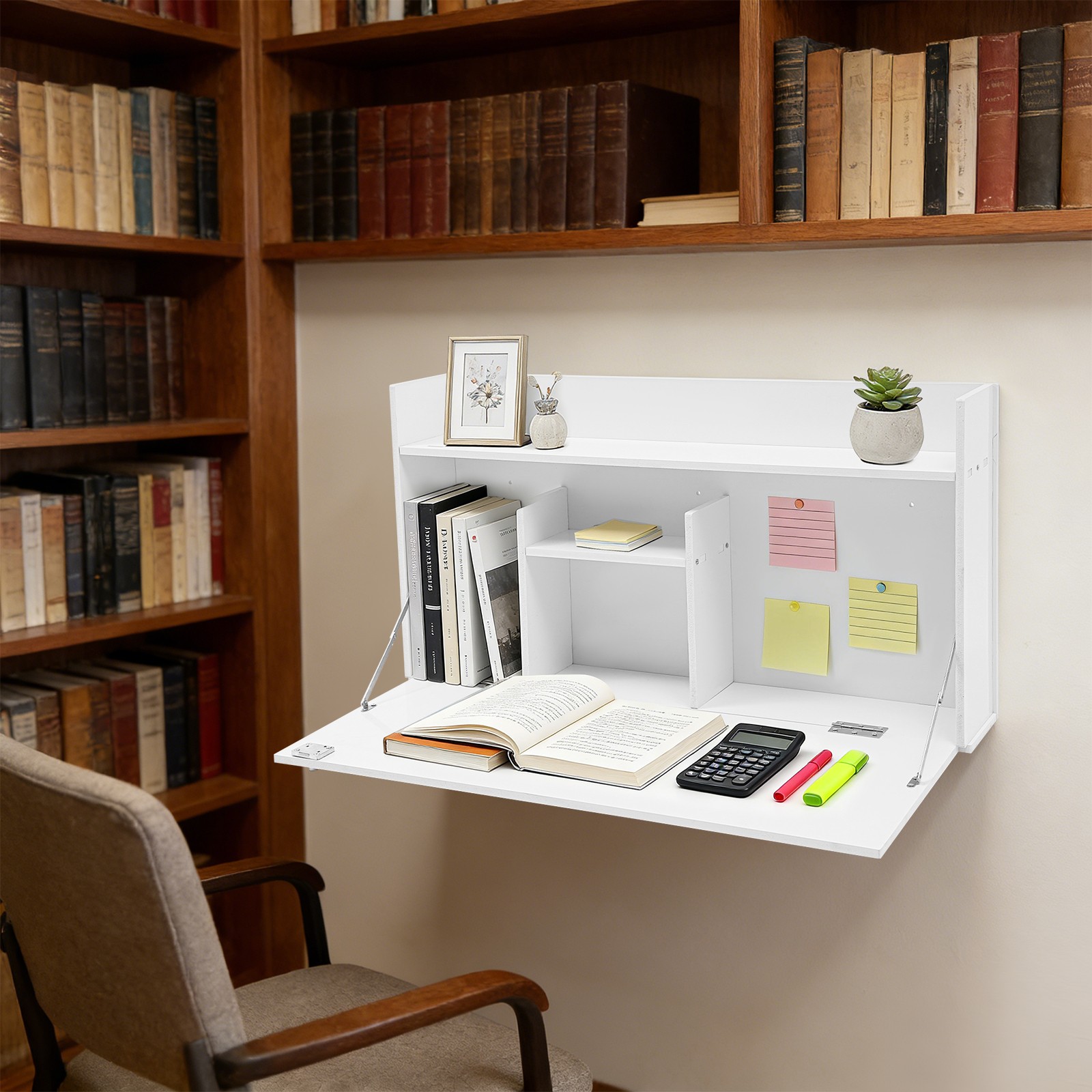 Wall Mounted Desk Cabinet Multifunctional Floating Desk Foldable Table Cabinet