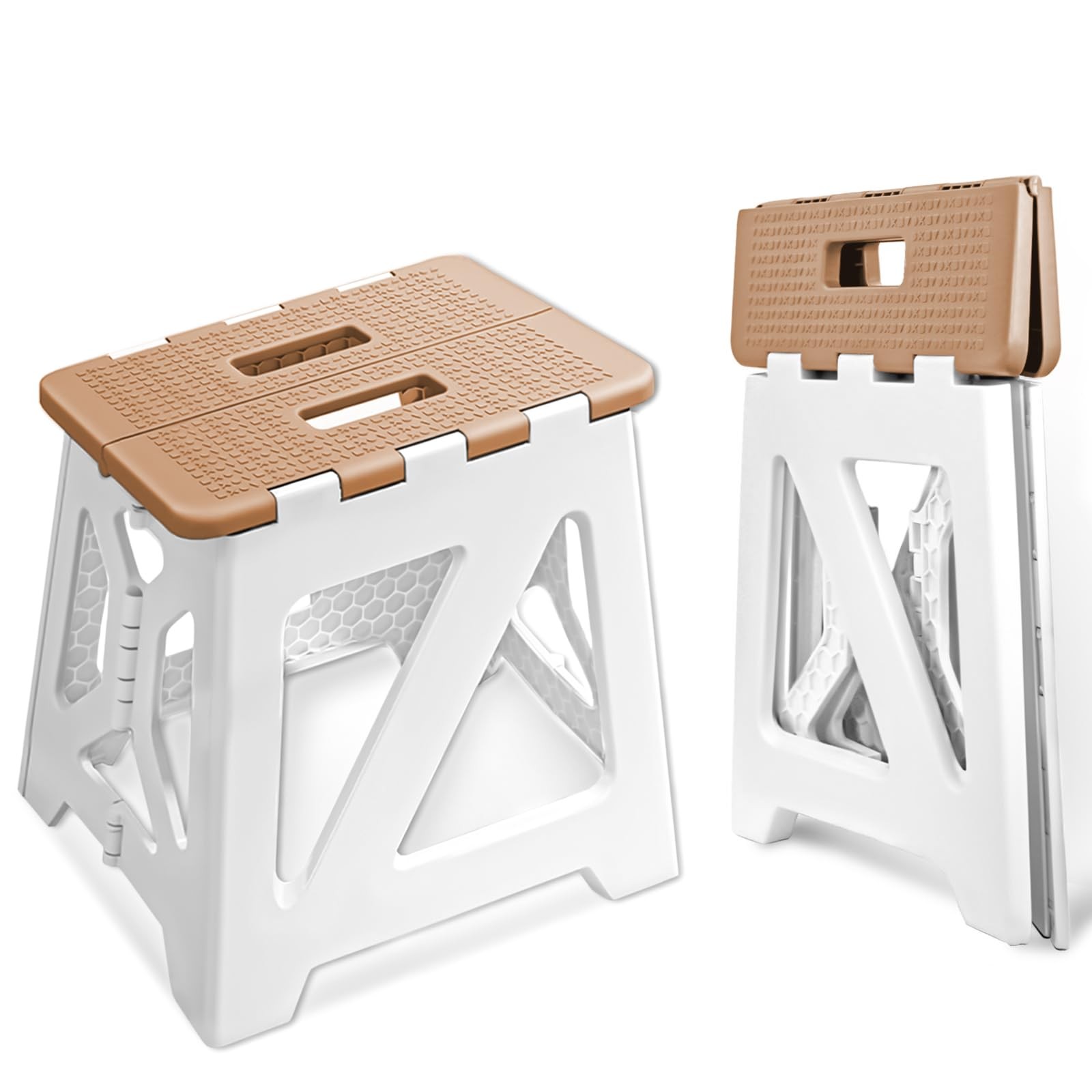 Foldable Step Stool 1 Pack, 12.9” Tall up to 300 lb Sturdy Plastic Folding St…