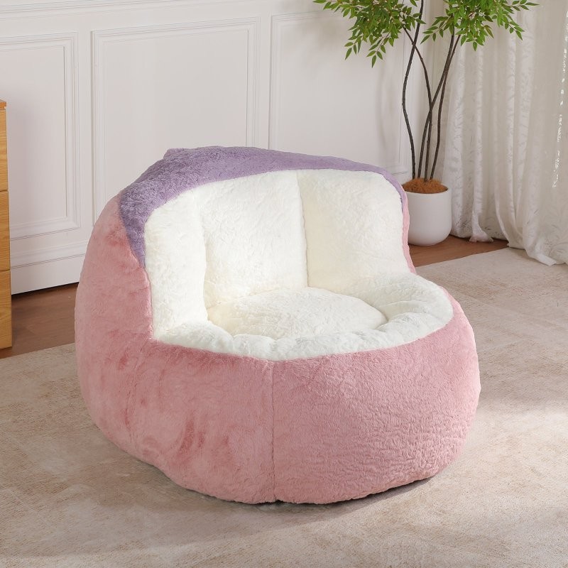 Oversized Multicolor Bean Bag Chairs Sofa Faux Fur Couches Filled Skin-Friendly