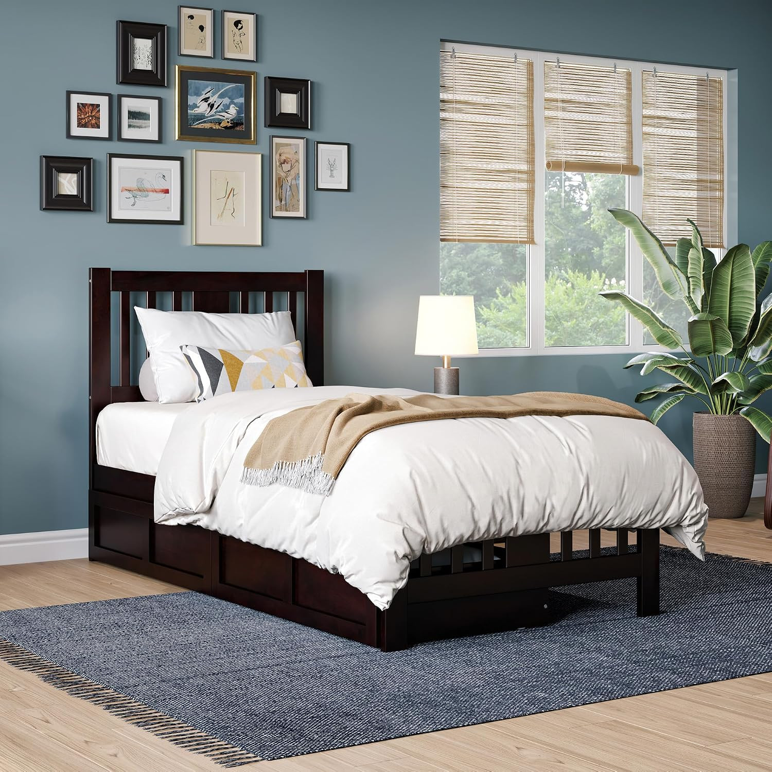 Espresso Tahoe Twin Platform Bed with Footboard & 2 Storage Drawers