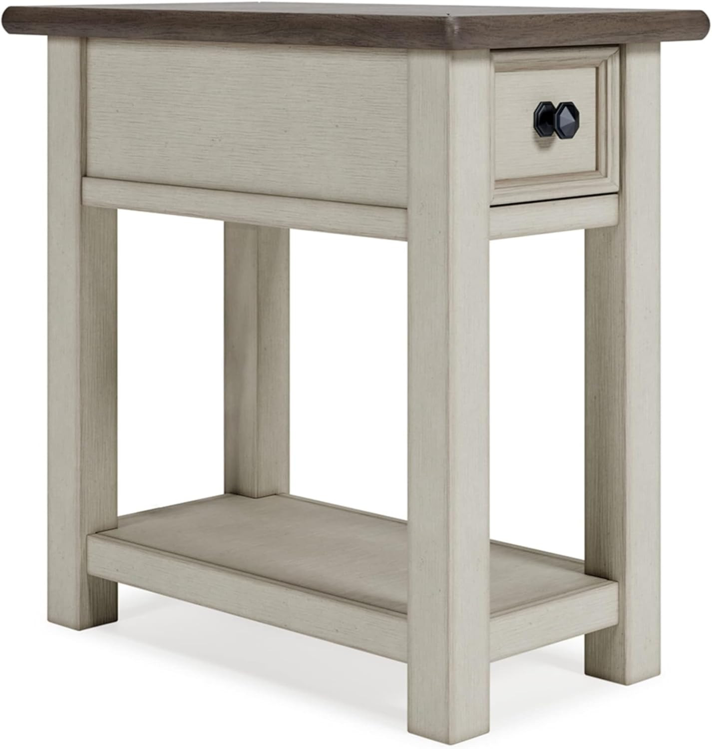 Bolanburg Chair Side End Table with USB Ports, 2-Tone Oak & Whitewash Finish