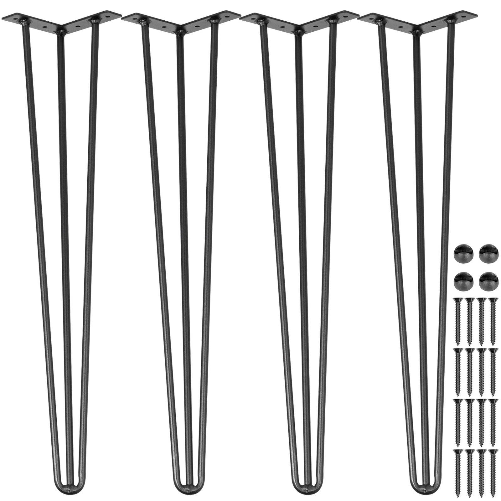 VEVOR Hairpin Table Legs 16 inch, Set of 4 DIY Desk Table Legs 3 Rods Heavy Duty