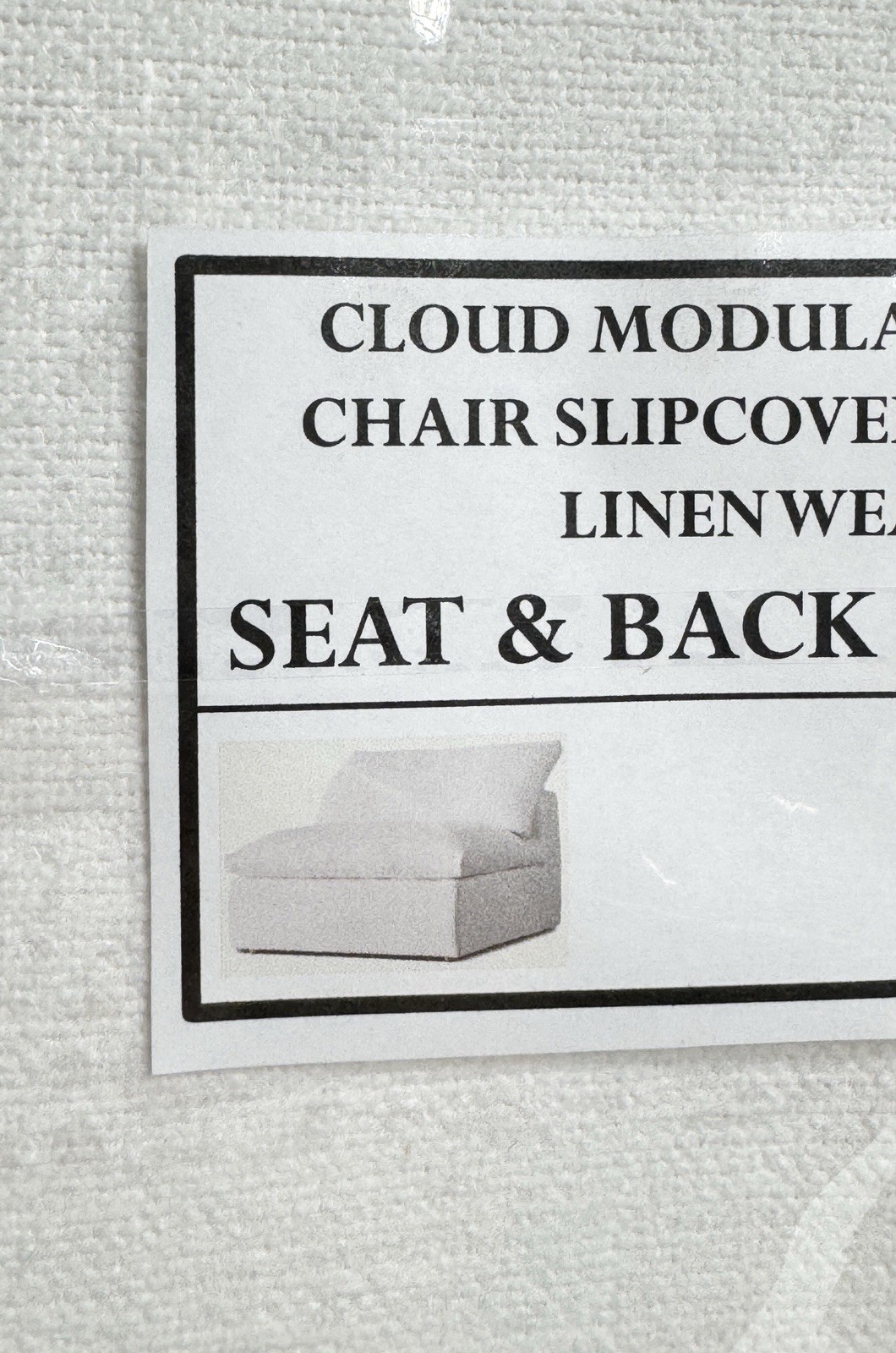 Restoration Hardware Cloud Modular Luxe Armless Chair SEAT & PILLOW SLIPCOVERS