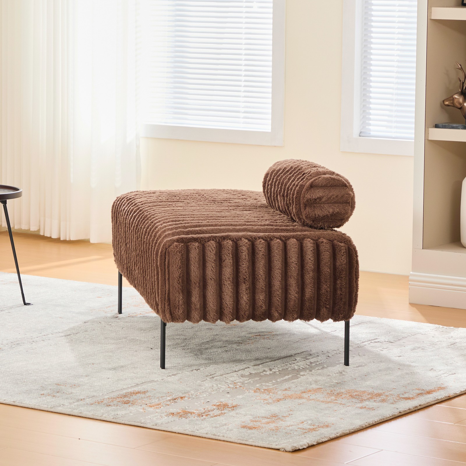 49.6″ Wide Upholstered Mini Loveseat with Metal Legs, 2-Seater Small Sofa End of