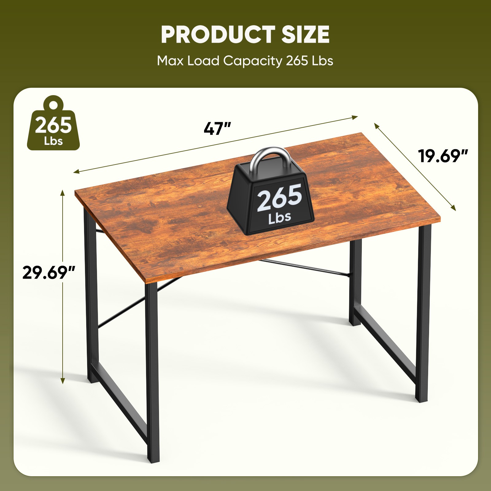 Laptop Computer Desk with Storage Bag＆Hook Home Office Desk Writing Table