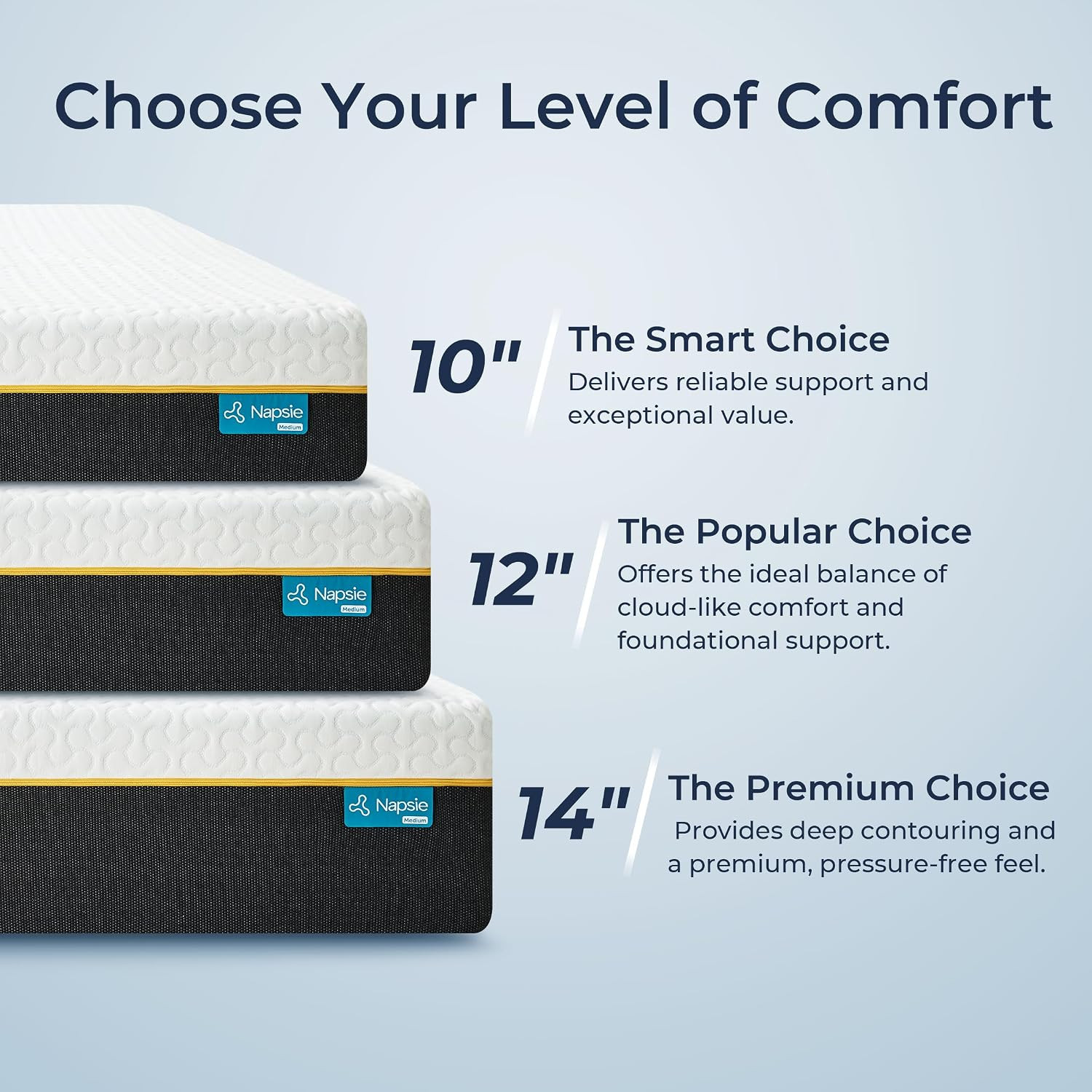 Firm Queen Memory Foam Mattress, 14 Inch Queen Size Mattress with Cooling Tencel